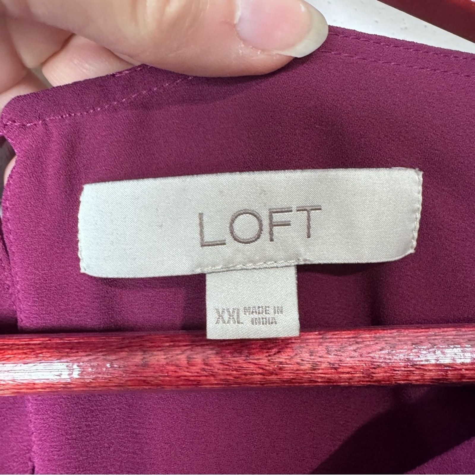 Loft Loft Burgundy Split Button Bodice Popover Blouse Womens XXL Size XXL / US 16-18 / IT 52-54 - 8 Thumbnail