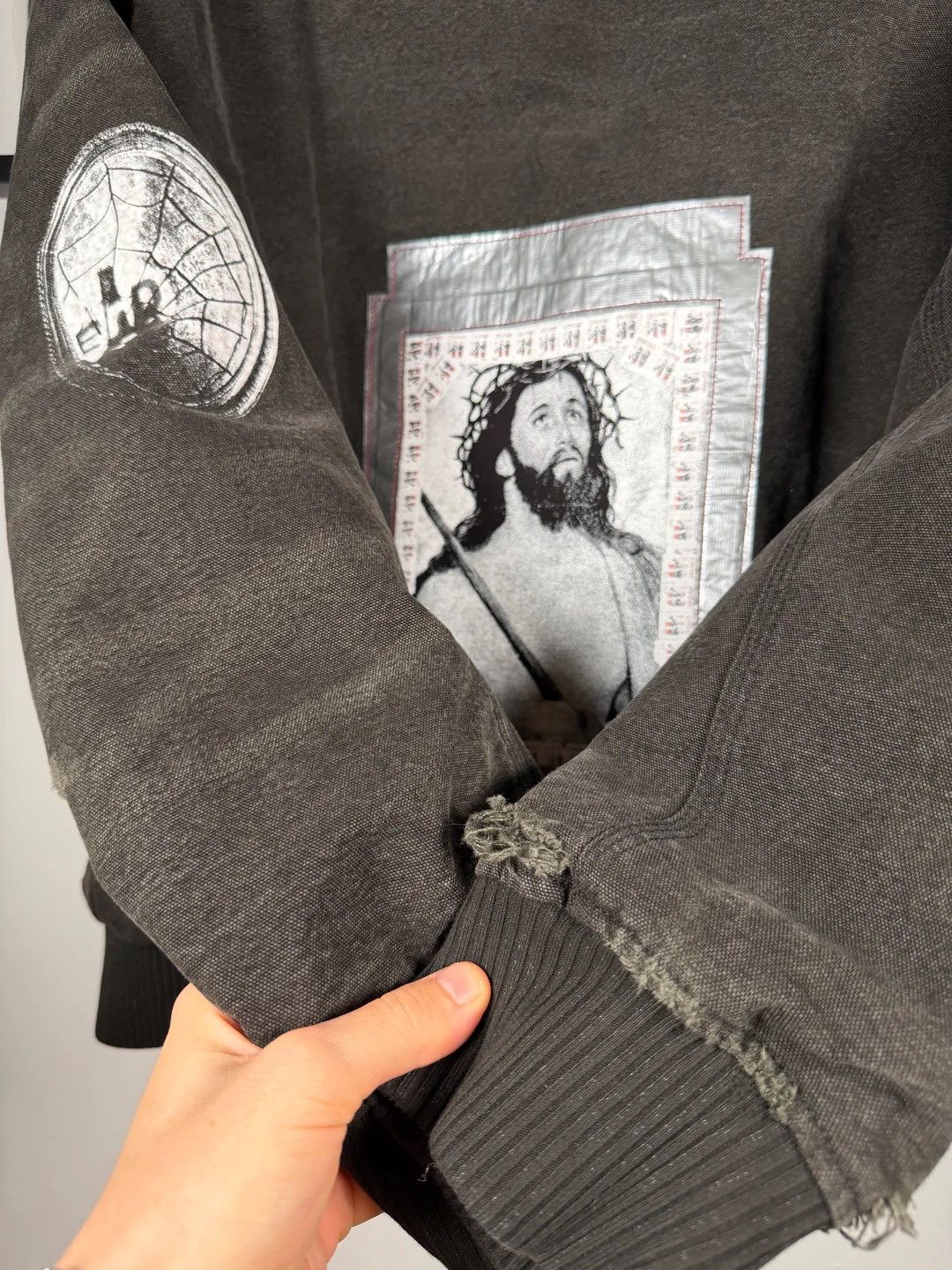 Enfants Riches Deprimes 🚭 INSANE 🚭 PATCHWORK & DUCT TAPE CHRIST THRASHED JACKET Size US XL / EU 56 / 4 - 5 Thumbnail