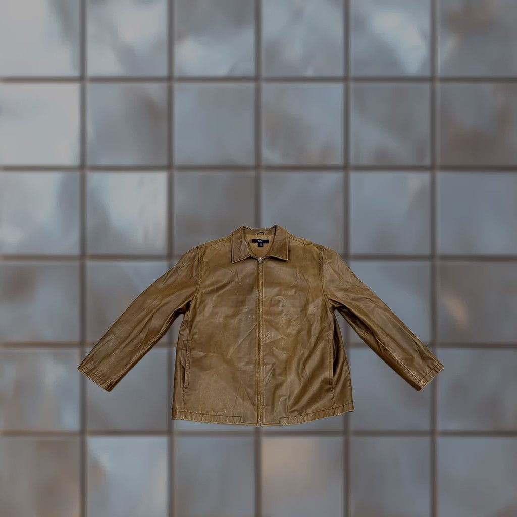Gap Vintage Y2K GAP Motorcycle Brown Bomber 2XL Regular Leather Jacket Size US XXL / EU 58 / 5 - 1 Thumbnail