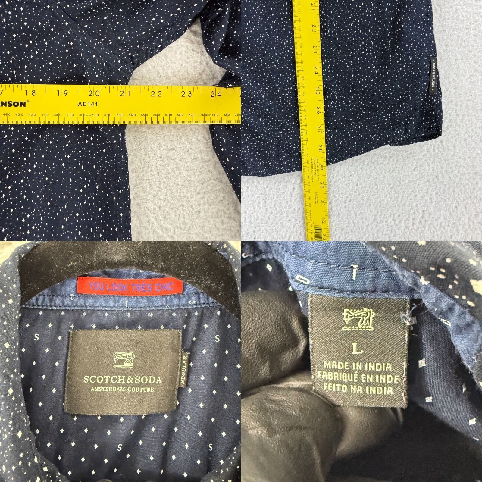 Scotch & Soda Scotch & Soda Button-Up Shirt Mens L Blue Stardust Long Sleeve 100% Cotton Size US L / EU 52-54 / 3 - 8 Thumbnail