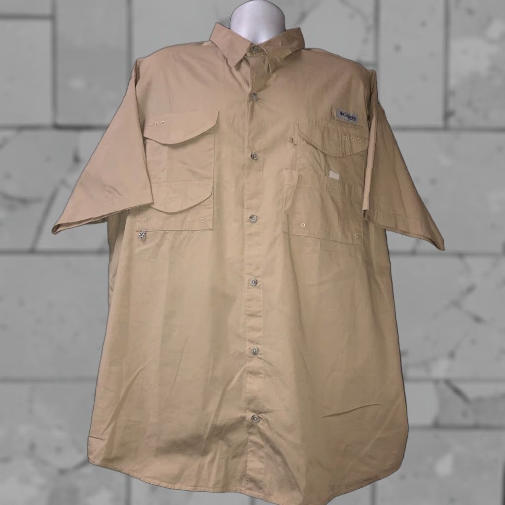 Vintage Columbia Shirt Mens XL Beige Short Sleeve Button-Up Vented Fishing Size US XL / EU 56 / 4 - 1 Thumbnail