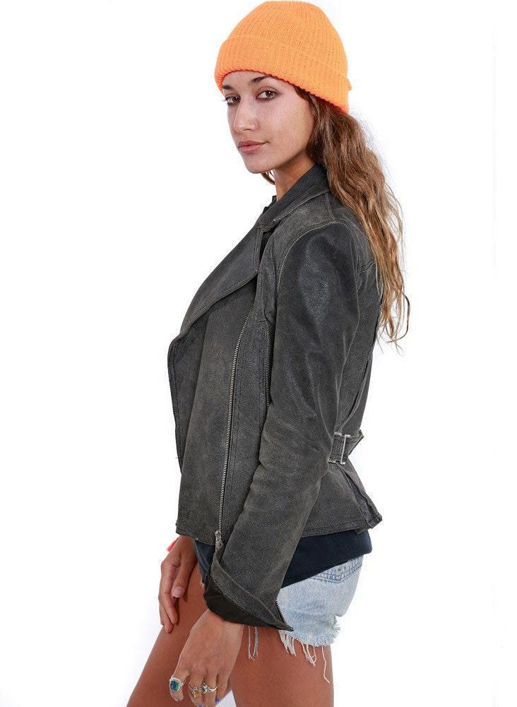 Designer AMAZING Vintage 80s Genuine Leather Rocker Jacket Size M / US 6-8 / IT 42-44 - 4 Thumbnail