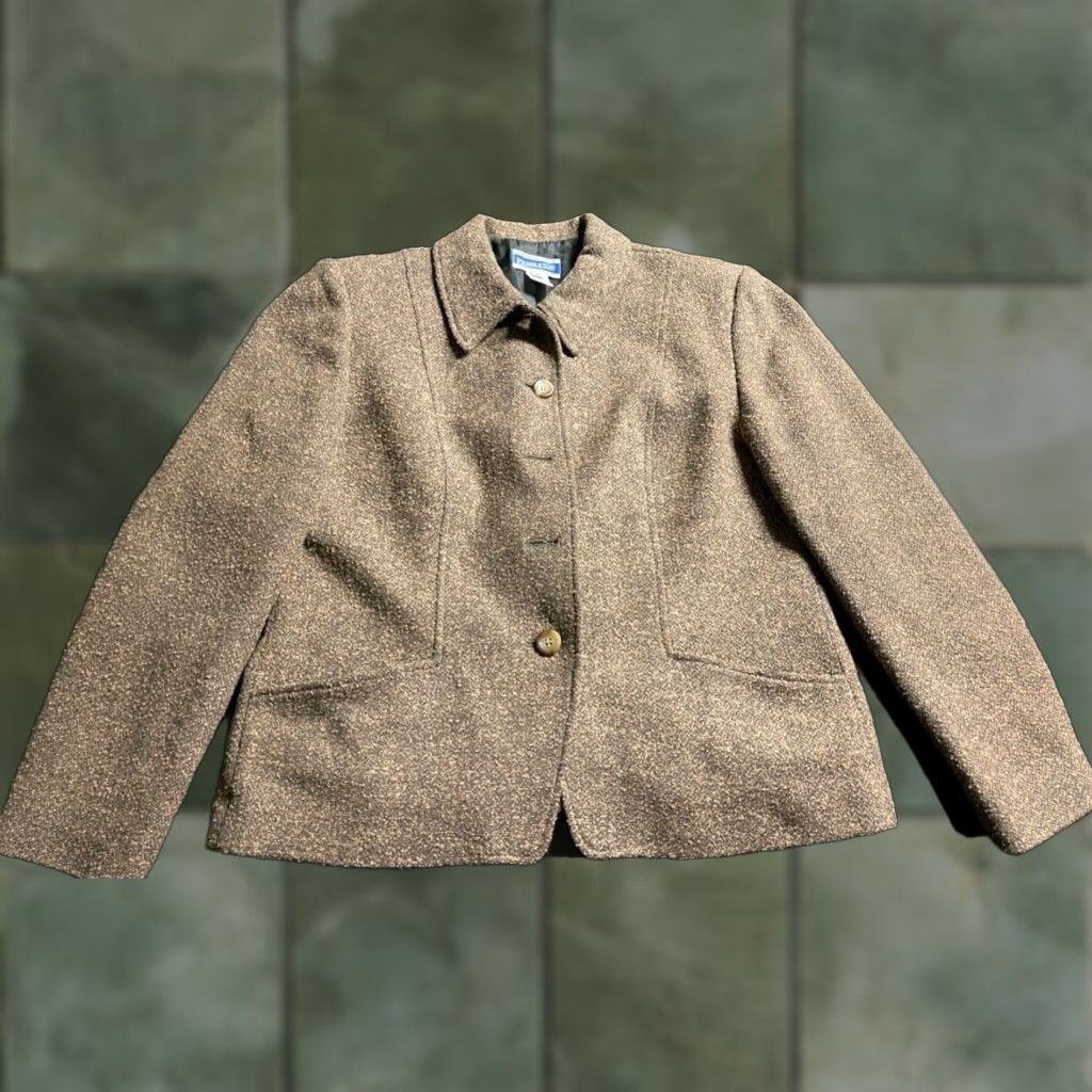 Pendleton VINTAGE Pendleton Wool Crop Blazer USA Women's Size 10P Brown Size L / US 10 / IT 46 - 1 Thumbnail