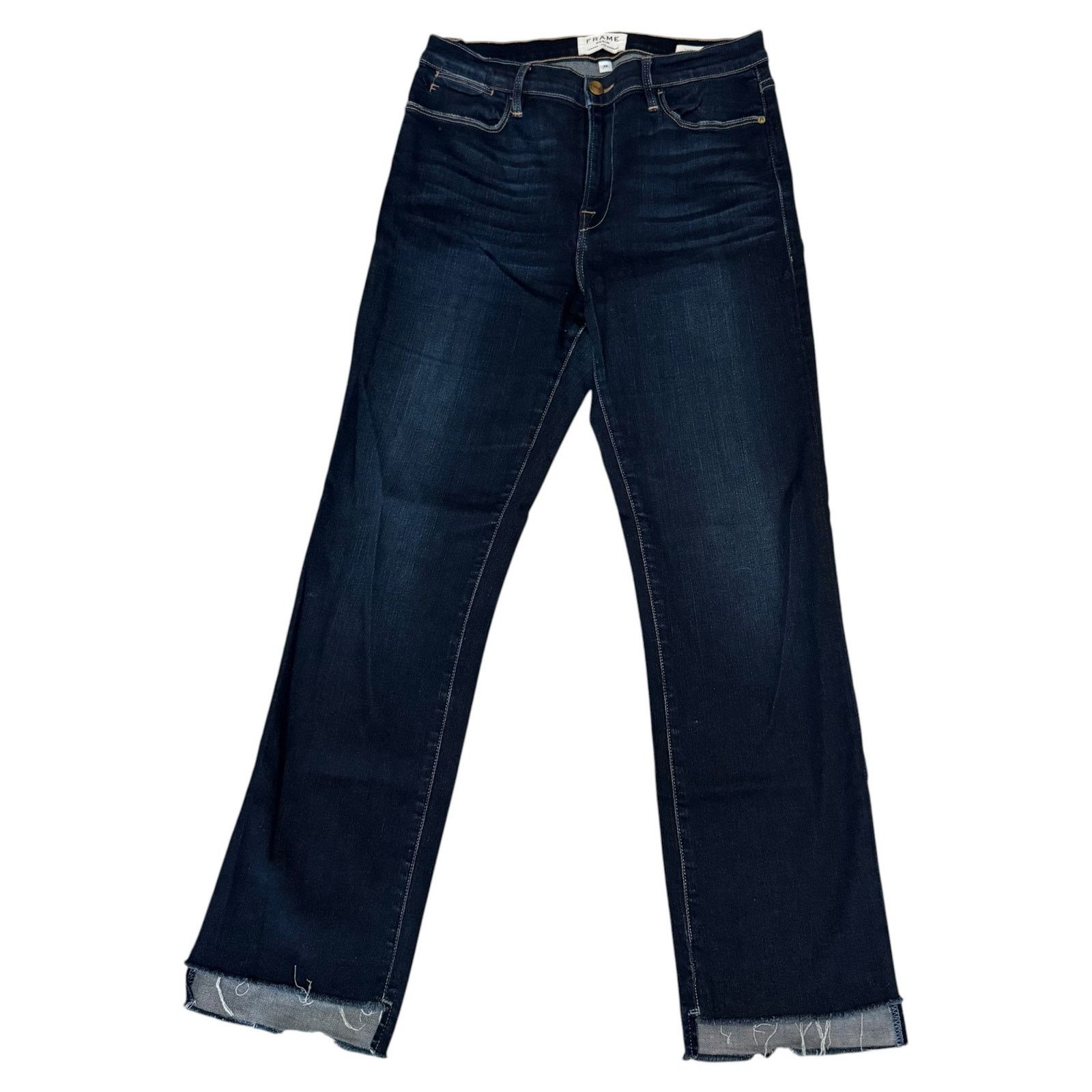 Frame FRAME Le High Straight Raw Stagger Jeans "Cabana" - Size 28 Size 29" - 1 Thumbnail