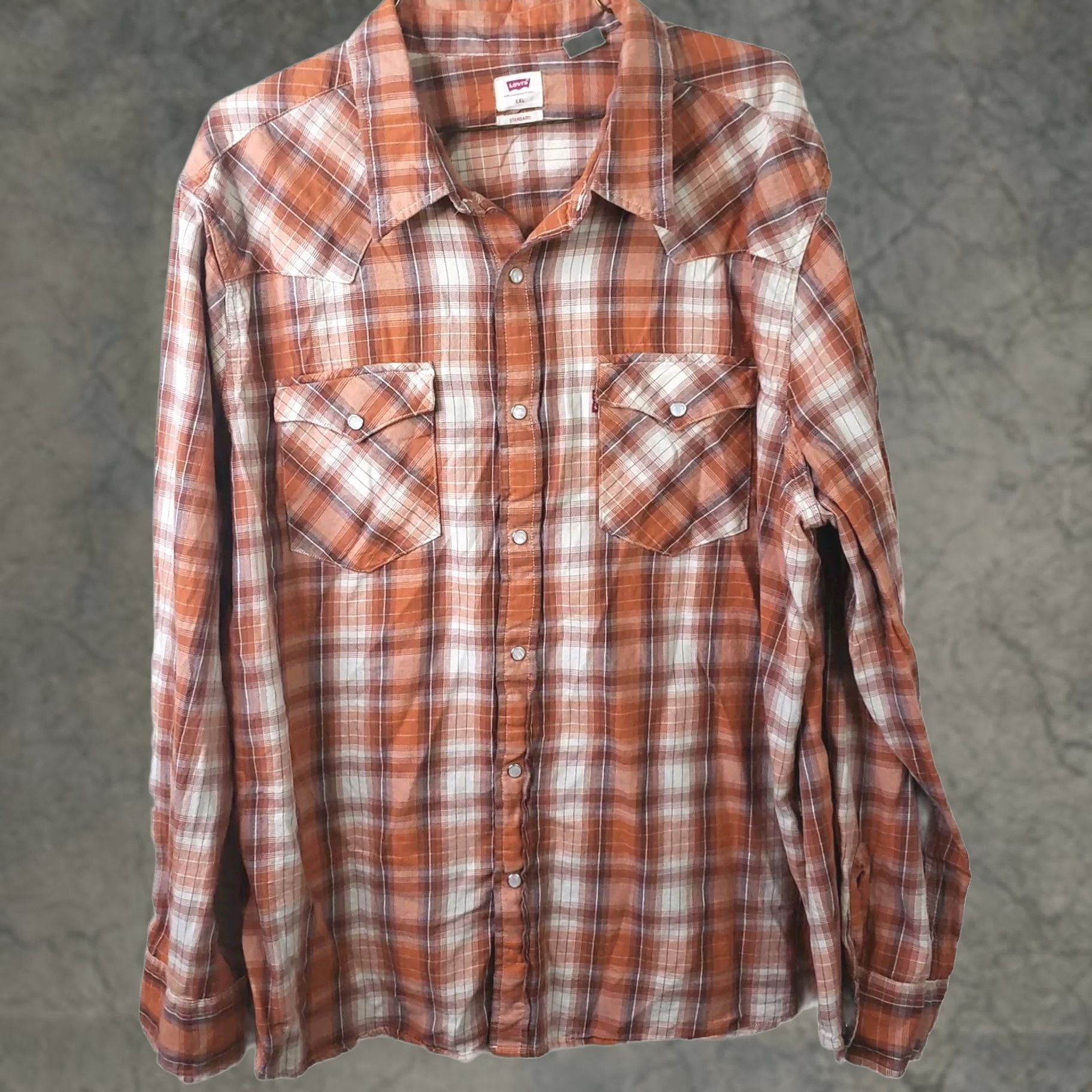 Levi's Levi's Orange Brown Plaid Pearl Snap Western Shirt Long Sleeve XXL Men Size US XXL / EU 58 / 5 - 1 Thumbnail