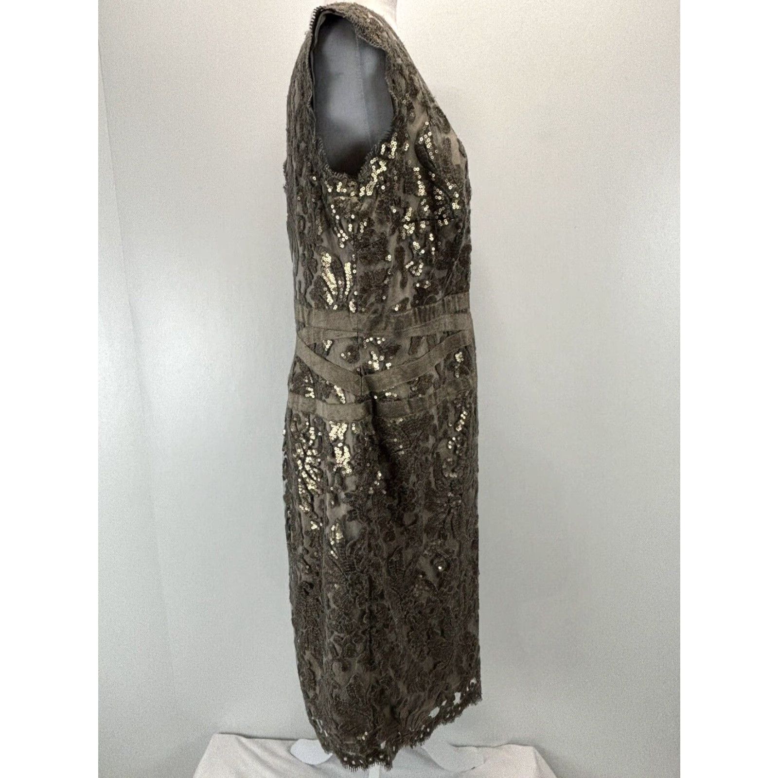 Tadashi Shoji Tadashi Shoji Sequin Lace Cocktail Dress, Gold, Size 16, Womens Size XXL / US 16-18 / IT 52-54 - 4 Thumbnail