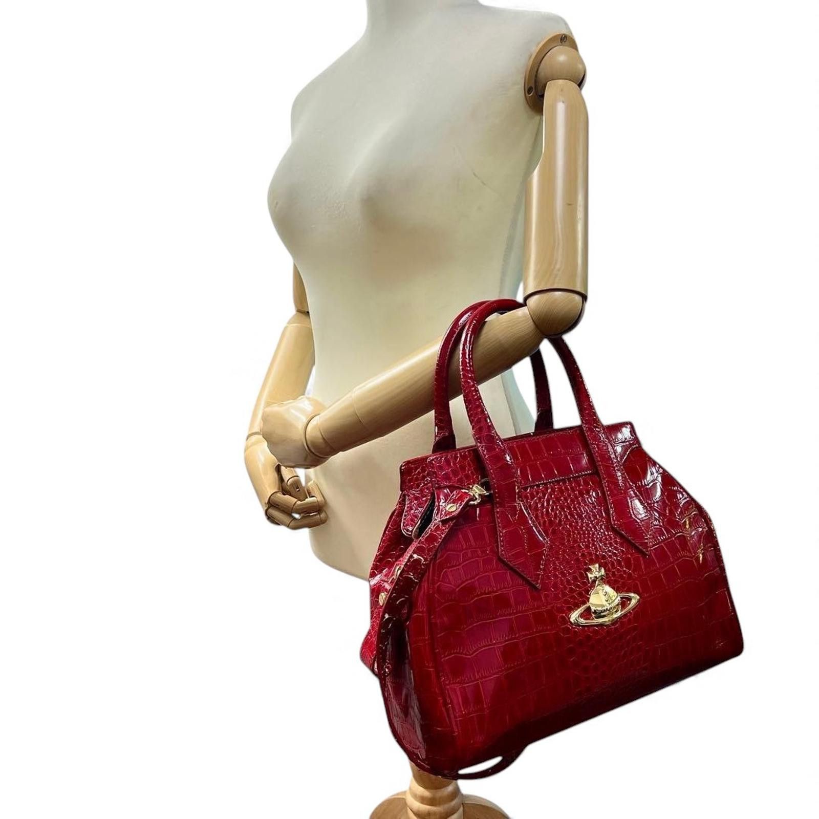 Vivienne Westwood Vivienne Westwood - Red Croc-Effect Leather Handbag Size ONE SIZE - 3 Thumbnail