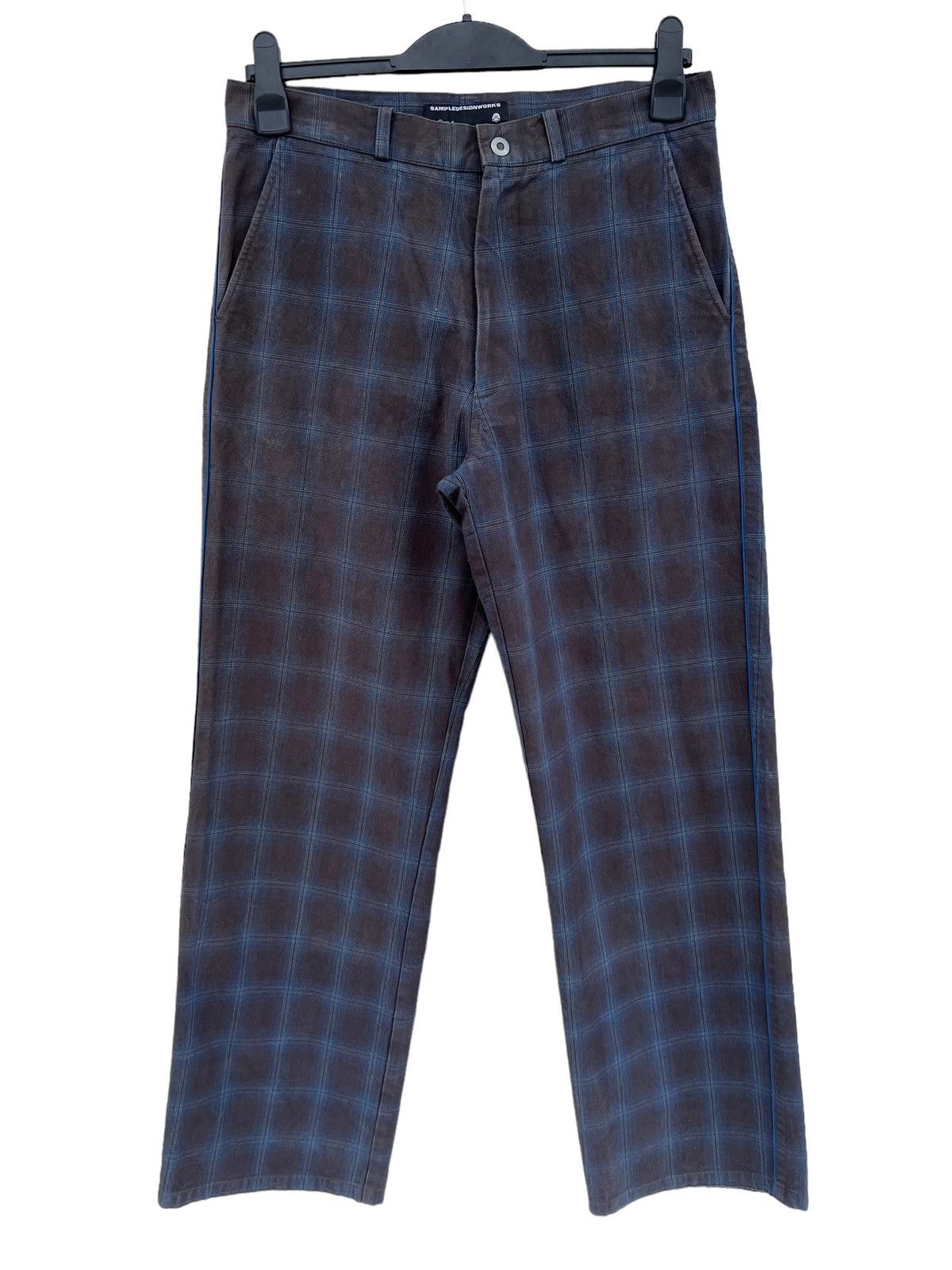 Vintage SAMPLE DESIGN WORKS Japan Shadow Plaid Cargo Trouser Pant Size US 32 / EU 48 - 6 Thumbnail