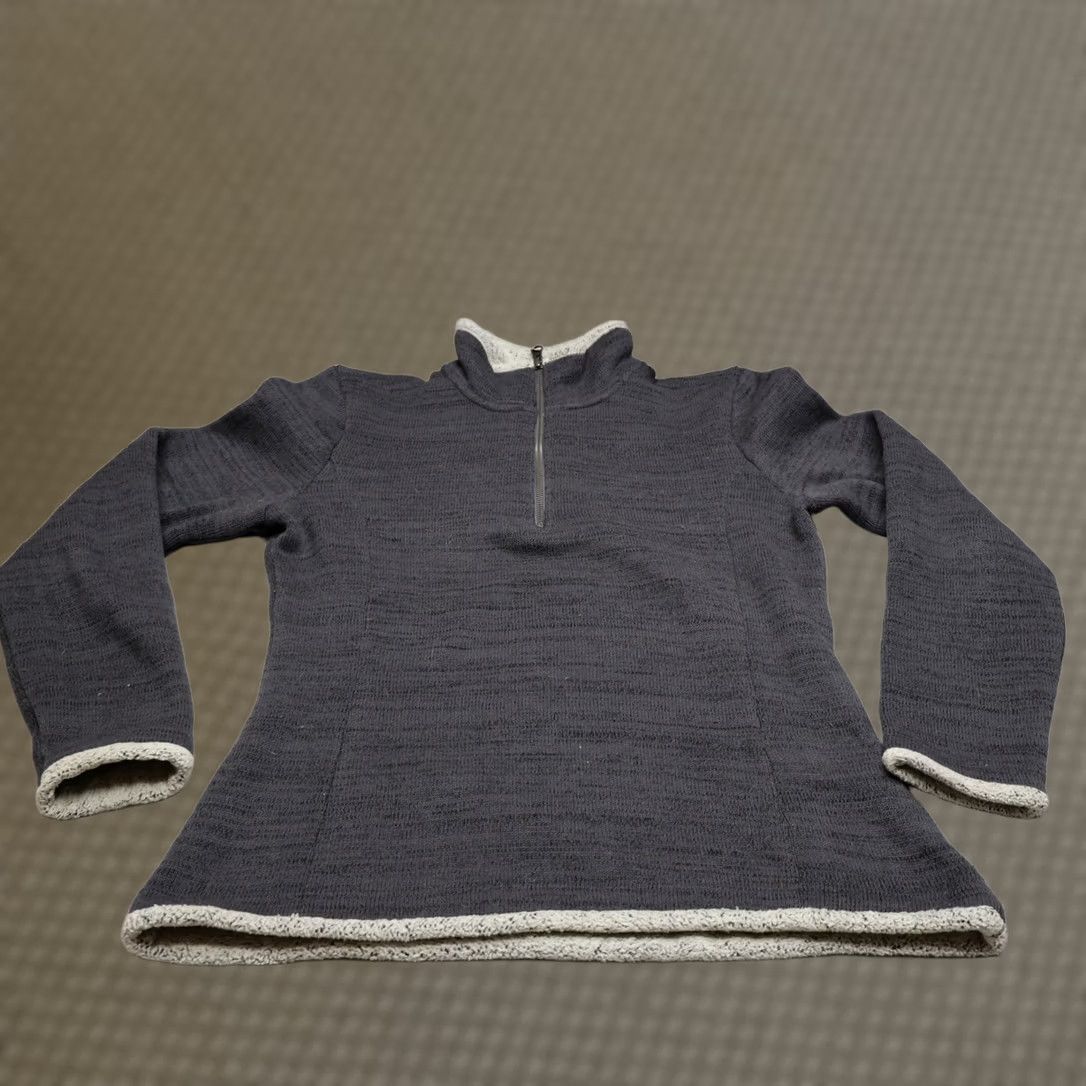Vintage Kuhl Sweater Womens Medium Gray Alska 1/4 Zip Knit Faux Shearling Trim Pullover Size M / US 6-8 / IT 42-44 - 1 Thumbnail