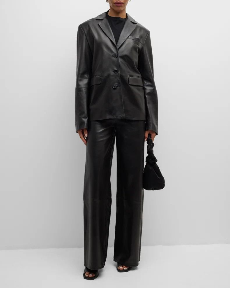 Loulou de Saison o1s22i1n1024 Aldo Leather Blazer in Black Size S / US 4 / IT 40 - 2 Thumbnail