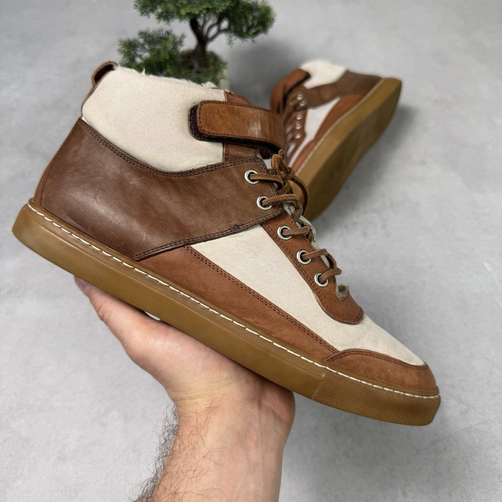 Dsquared2 Dsquared2 Men High Sneakers With Fur Brown Size EU 41 US 8 Size US 8 / EU 41 - 1 Thumbnail
