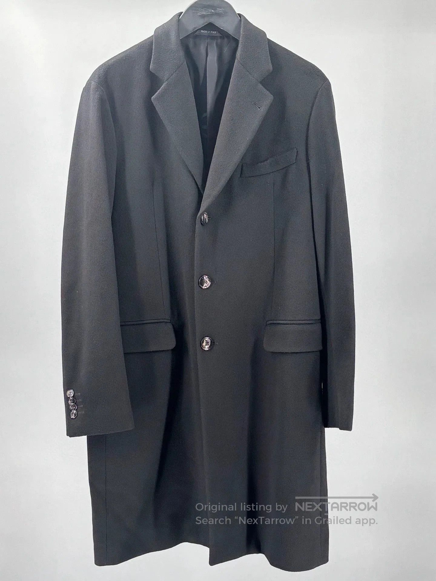Emporio Armani black wool and cashmere overcoat for men. Size US M / EU 48-50 / 2 - 1 Thumbnail