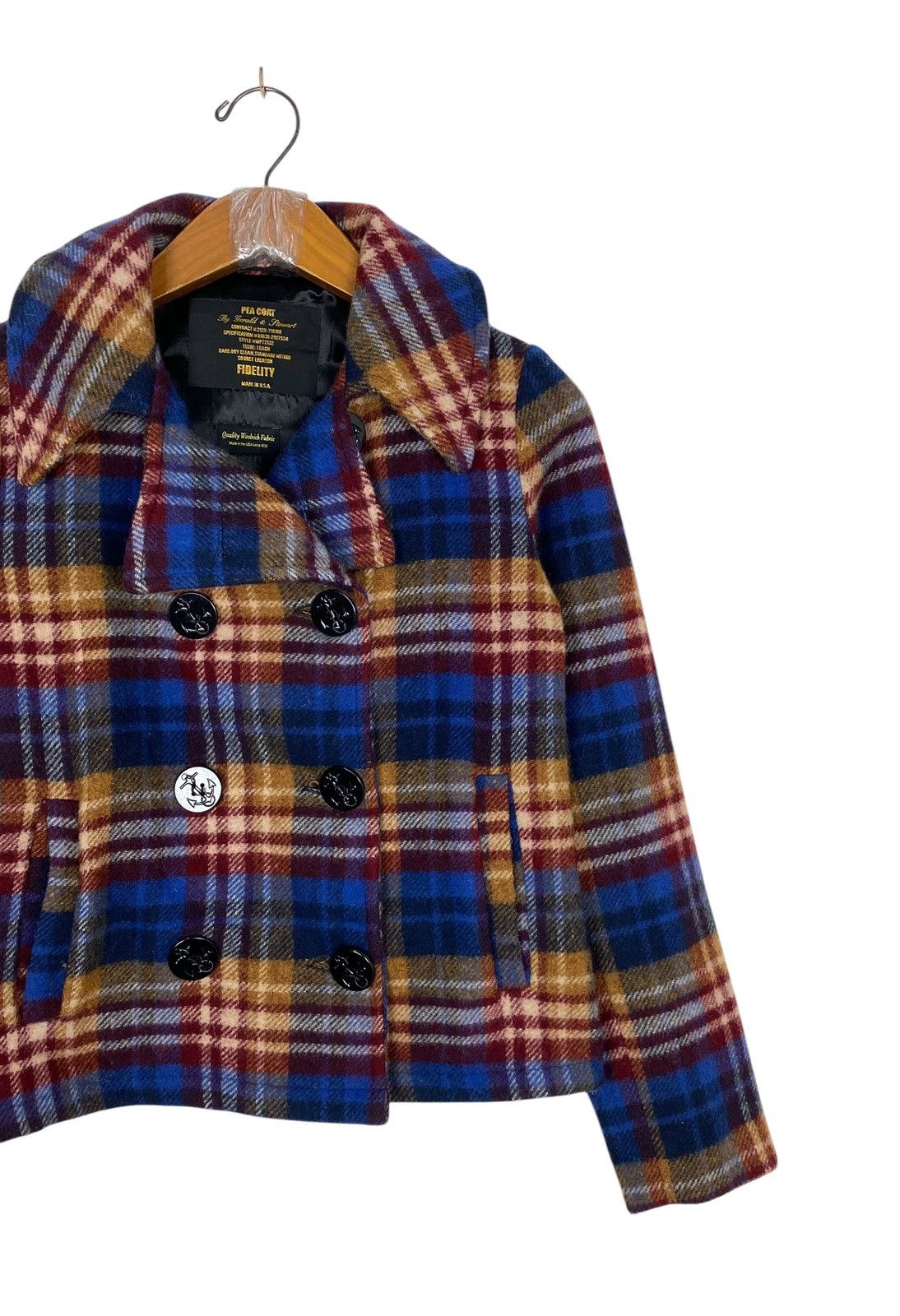 Fidelity Rare‼️ Vintage Fidelity Wool Pea Coat Tartan Made in Usa Size S / US 4 / IT 40 - 3 Thumbnail