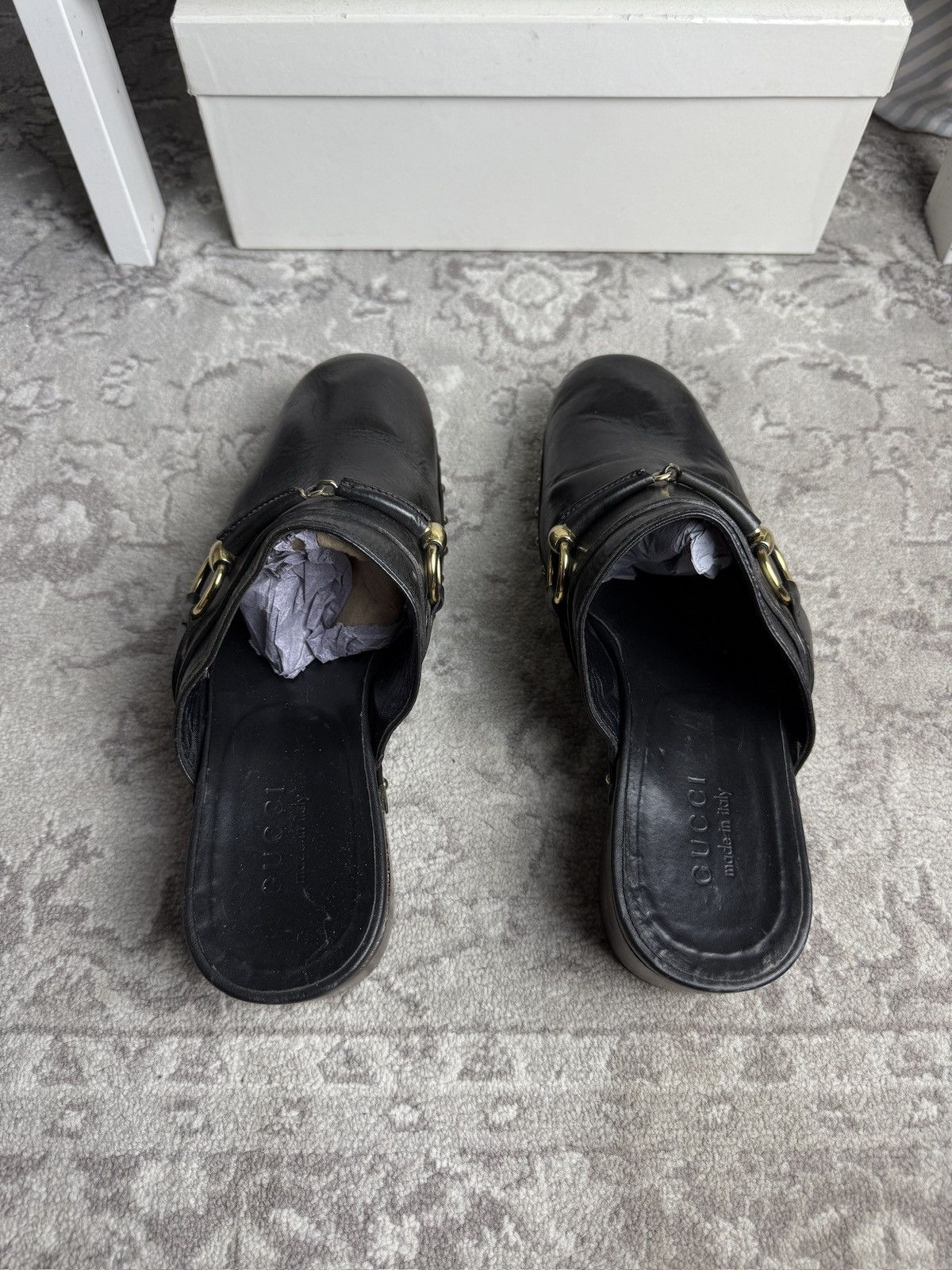 Gucci Gucci black horsebit leather clogs mules US10 designer luxury Size US 10 / EU 43 - 6 Thumbnail
