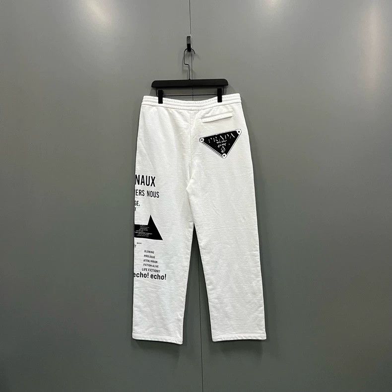 Prada Prada Size L White pattern letter printed trousers 2502-Ne Size US 32 / EU 48 - 2 Thumbnail