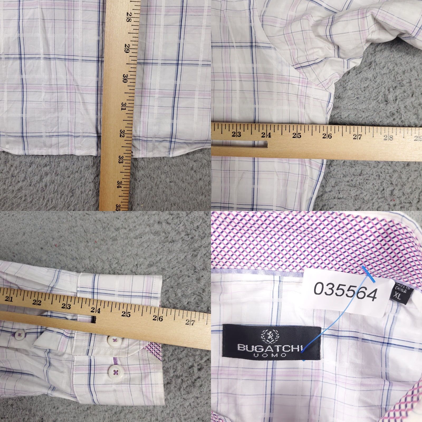 BUGATCHI Bugatchi Uomo Shirt Mens XL Purple Plaid Button-Up Long Sleeve Casual Classic Button-Up Collared Shirt Mens XL Purple Plaid Bugatchi Uomo Size US XL / EU 56 / 4 - 8 Thumbnail
