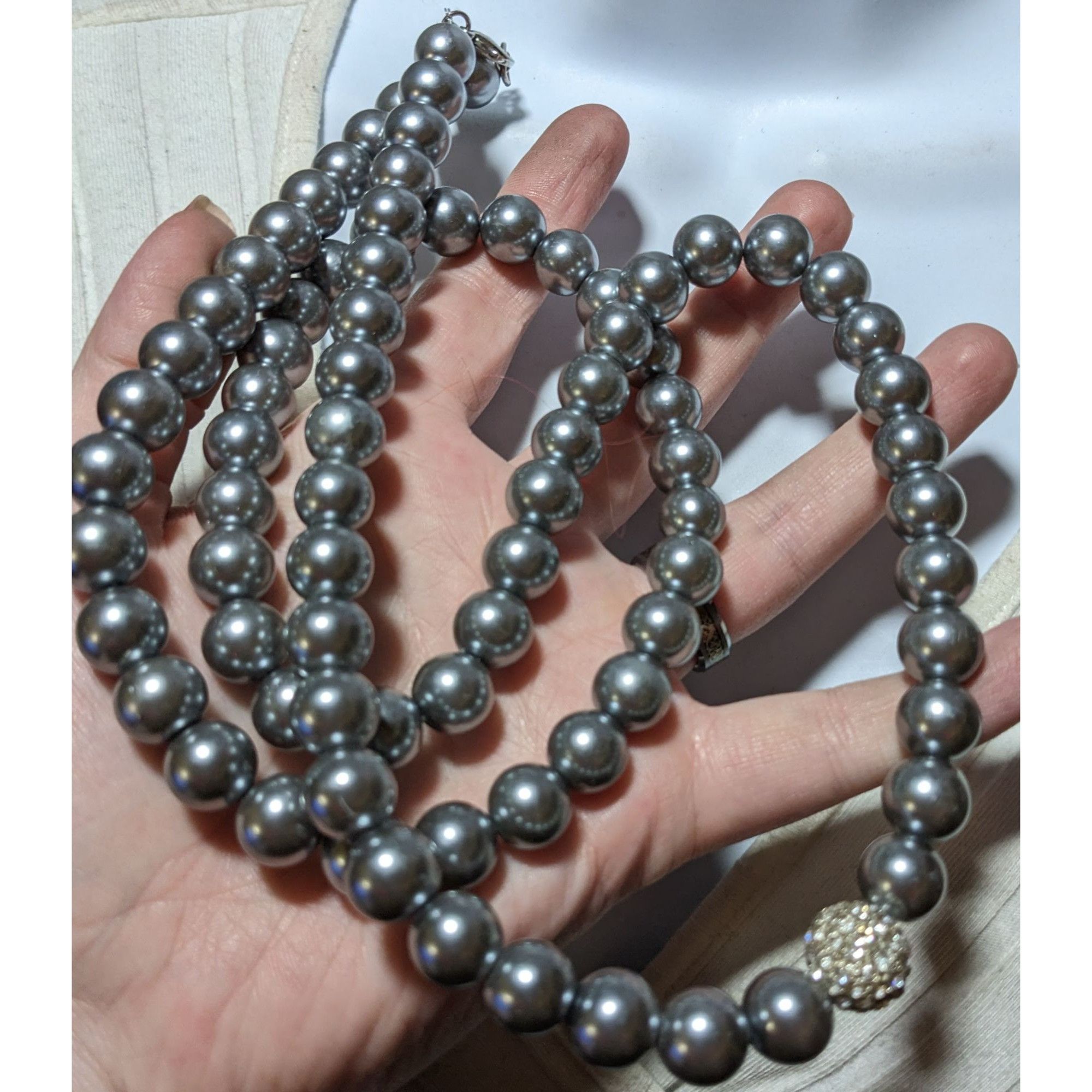 Other Glam Opera Silver Faux Pearl Beaded Necklace Size ONE SIZE - 5 Thumbnail