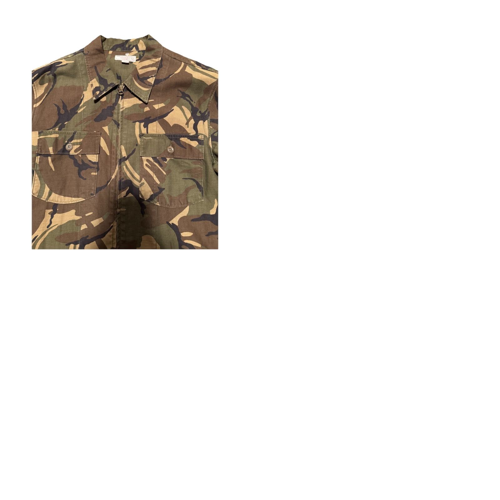 Wallace & Barnes Wallace & Barnes J.Crew DPM Camo Full Zip Military Overshirt Jacket M Green Canvas Cotton Blend Zip Button Mens Jacket Size US M / EU 48-50 / 2 - 11 Thumbnail