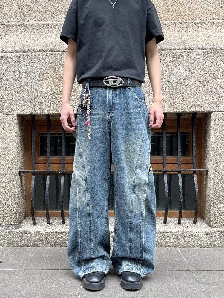 Other Ropa Streetwear Pleated Layer Jeans Baggy Y2K Size US 33 - 1 Thumbnail