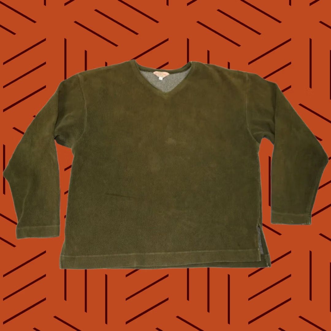 Olive VINTAGE O'HANLON MILLS Sweater OLIVE GREEN L Mens Pullover Herringbone Pattern Knit Size US L / EU 52-54 / 3 - 1 Thumbnail