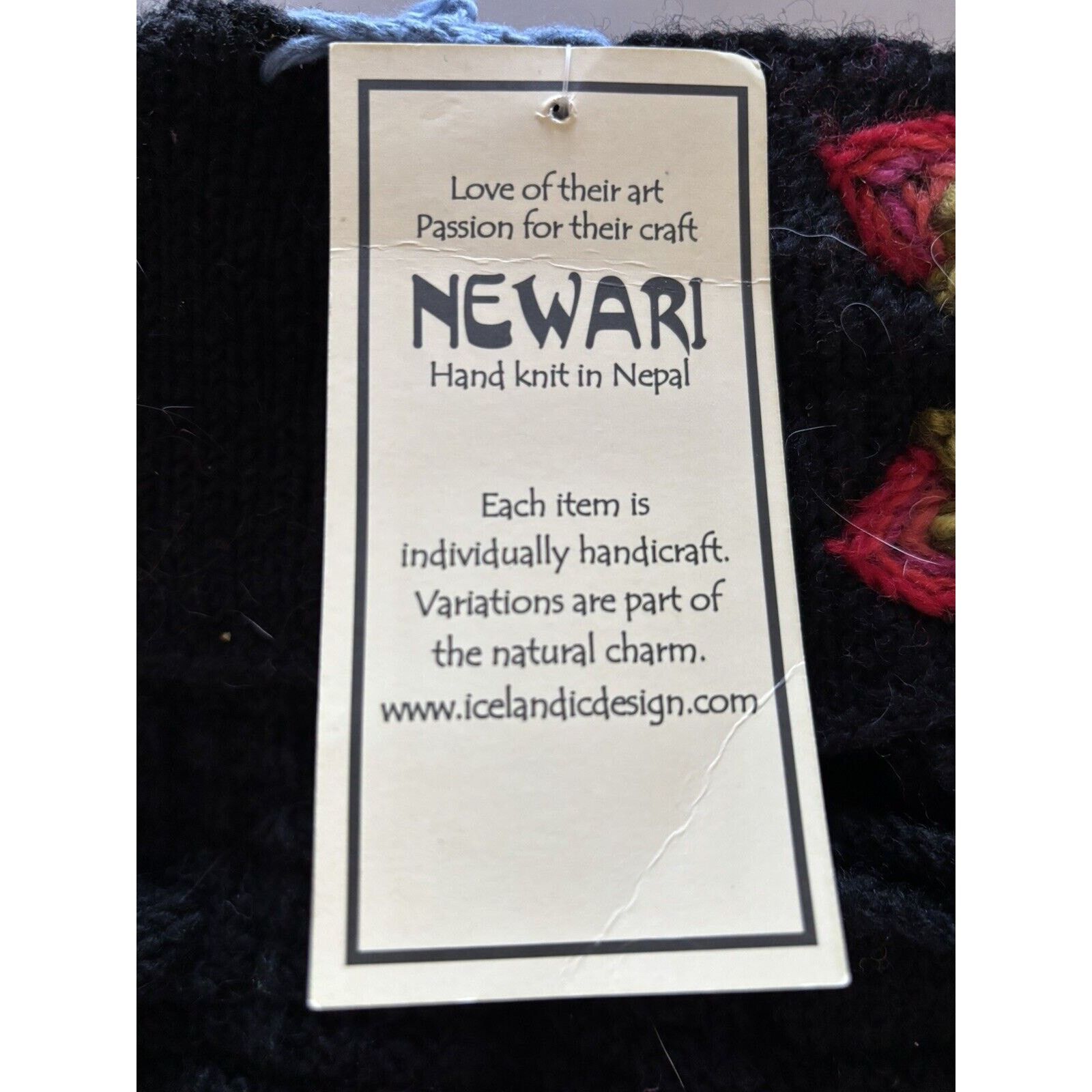 Other NWT NewariFingerless Mittens One Size Black Floral Hand Knit Size ONE SIZE - 5 Thumbnail