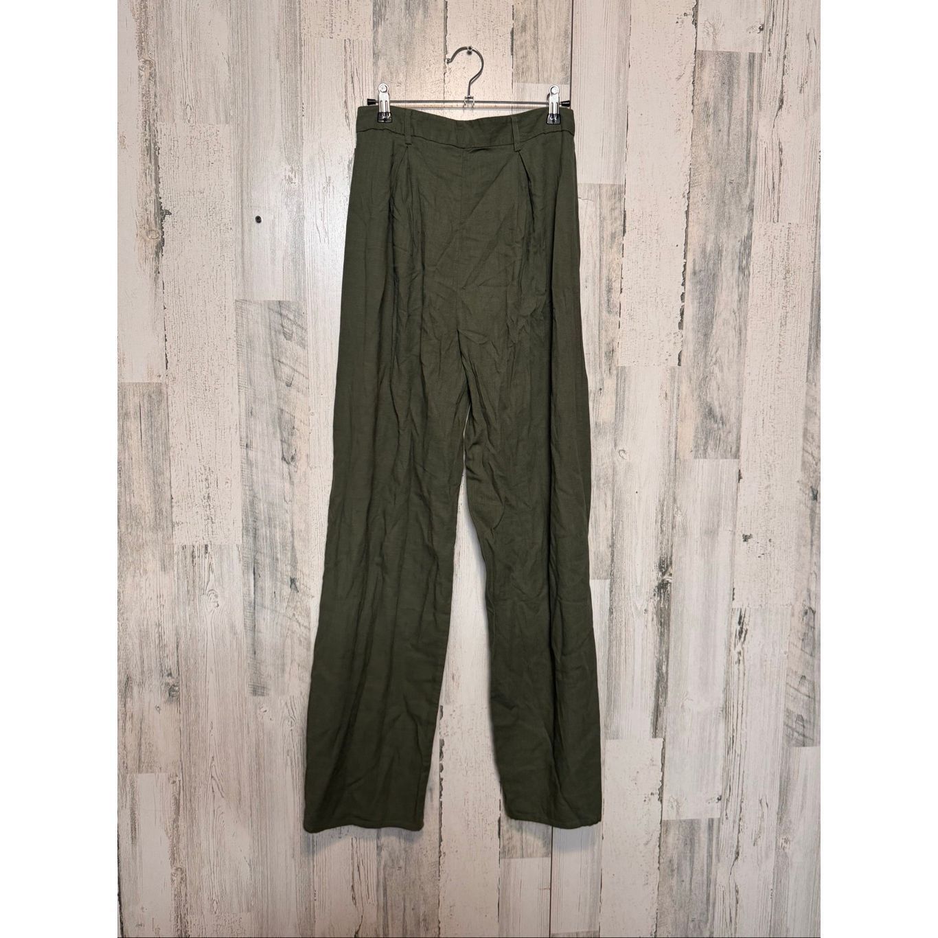 Other Fashion Nova Olive Green Wide Leg Pants Size M Linen Blend H Size 30" / US 8 / IT 44 - 7 Thumbnail
