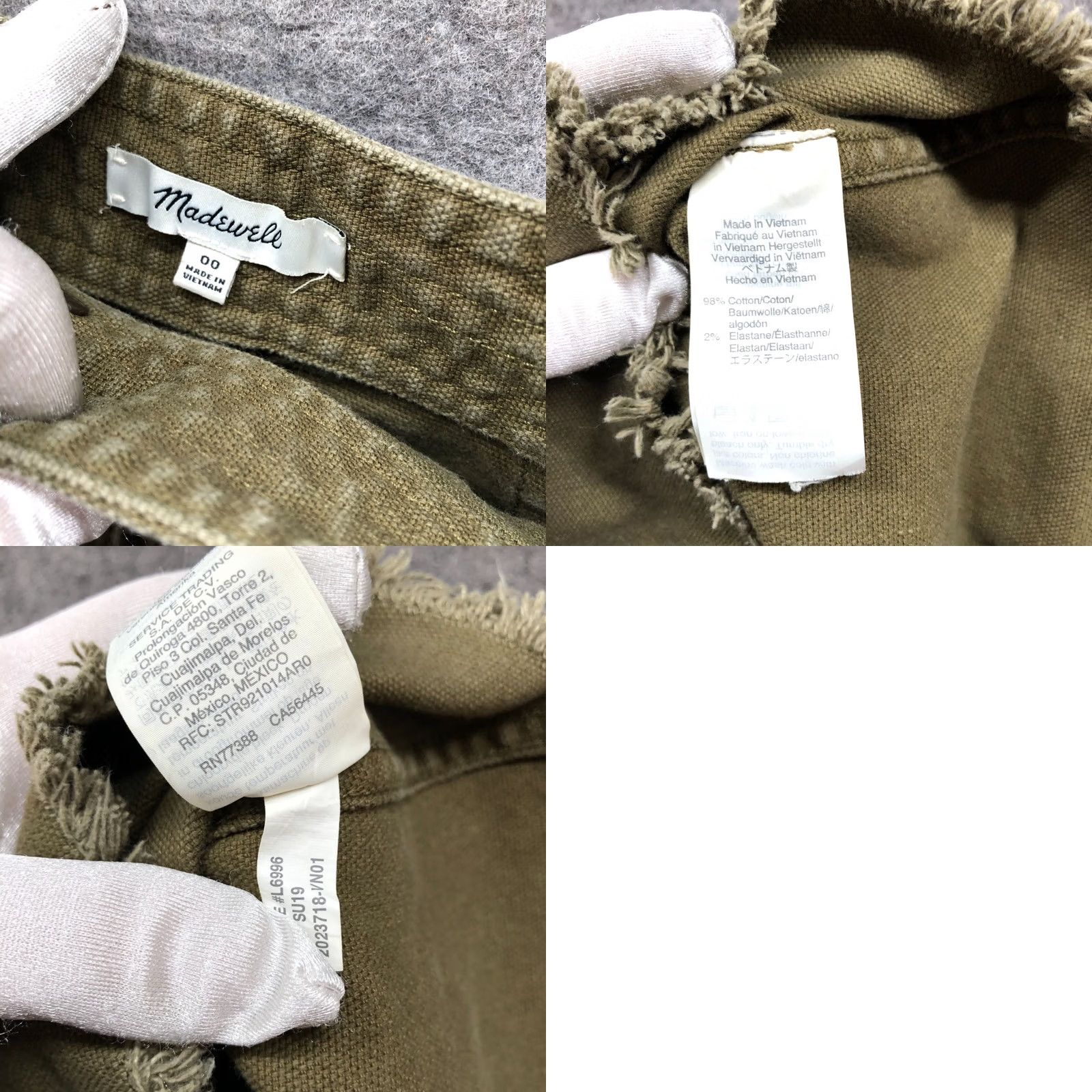 Madewell Madewell A-Line Mini Skirt Womens 00 Kale Army Green Button Front Raw Hem Size 24" / US 00 / IT 34 - 8 Thumbnail