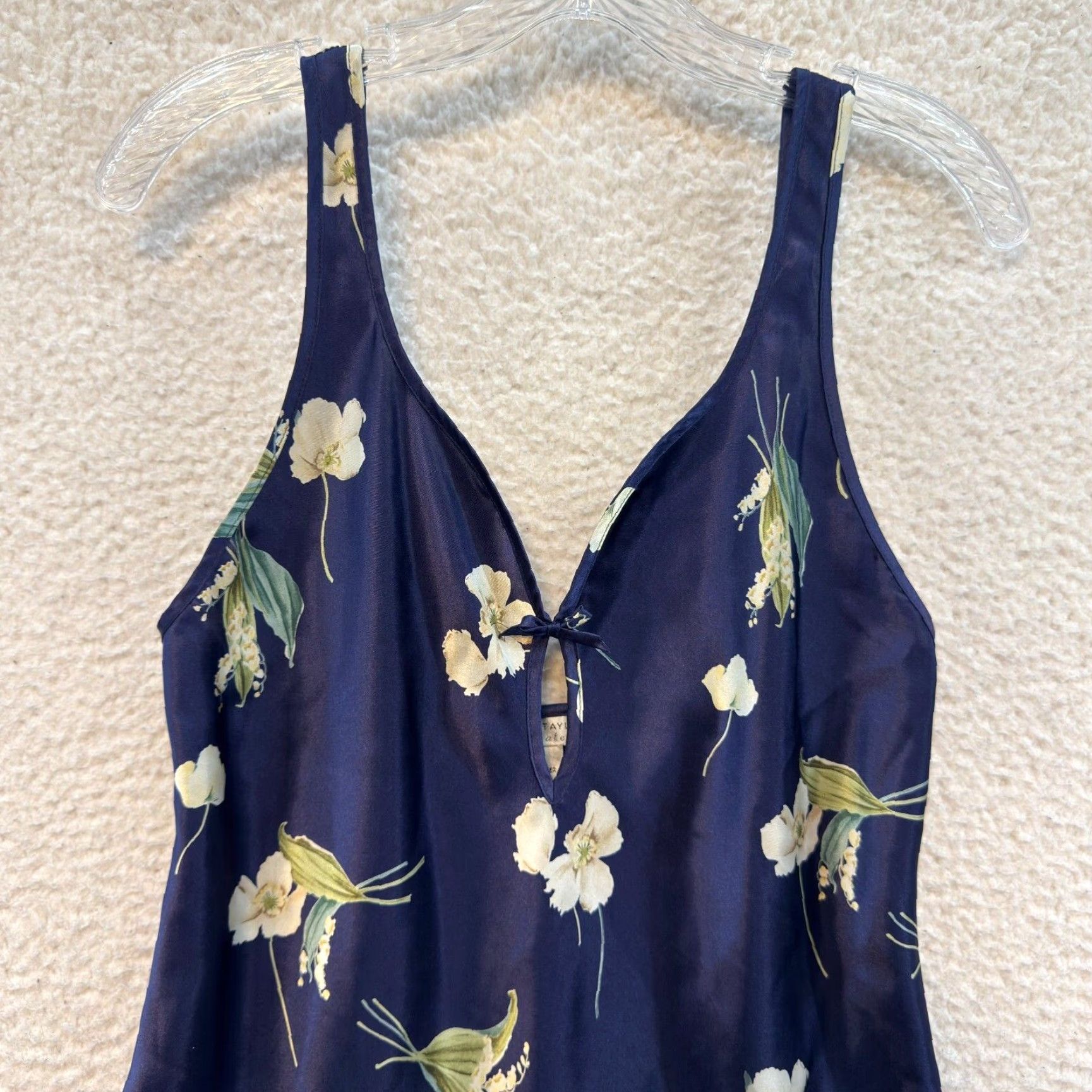 Vintage VINTAGE Y2K Slip Dress Navy Blue Satin Floral Chemise Negligee S Women’s S/M Blue Satin Morgan Taylor Size S / US 4 / IT 40 - 3 Thumbnail