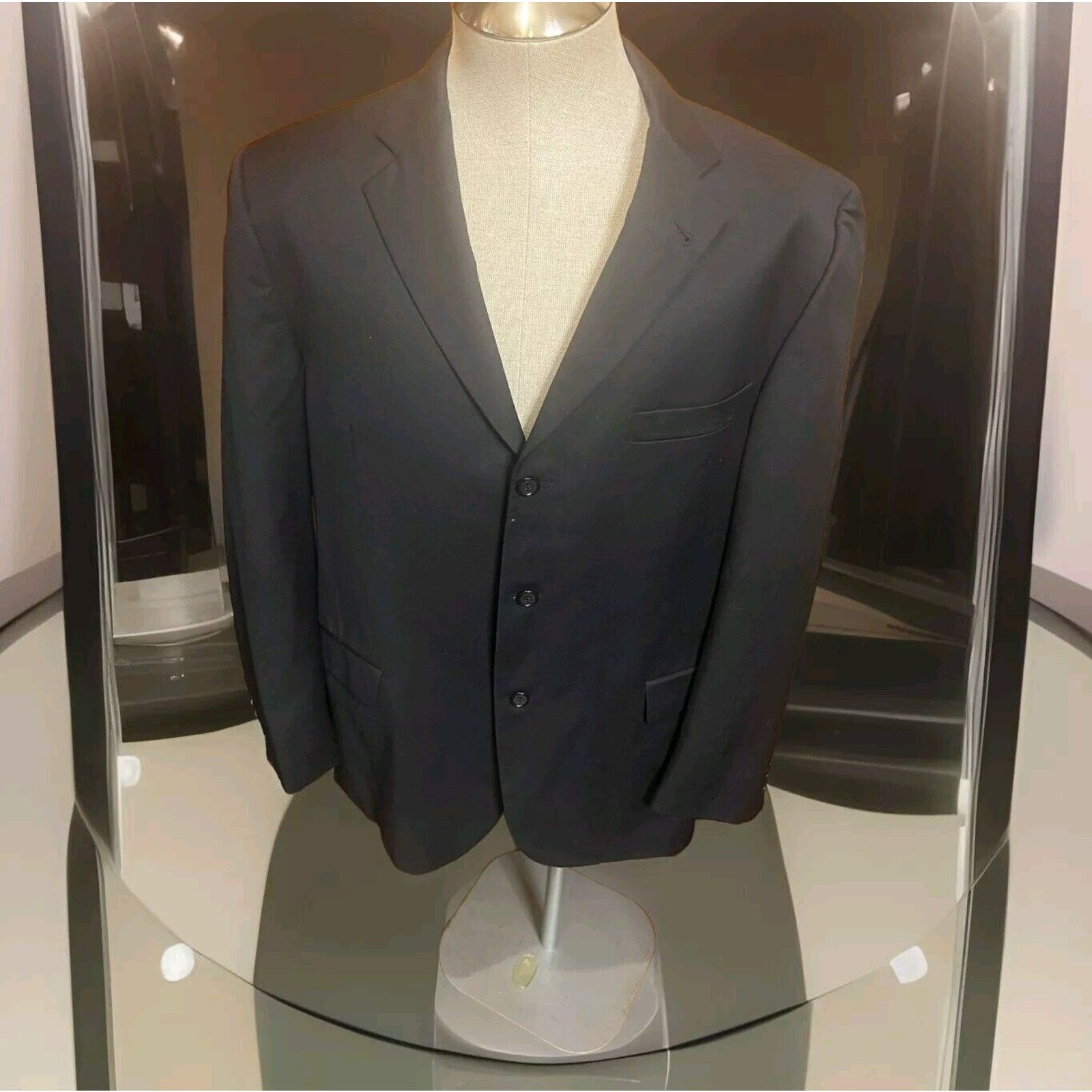 BURBERRY Black 100% Wool Blazer 44 R Sport Coat