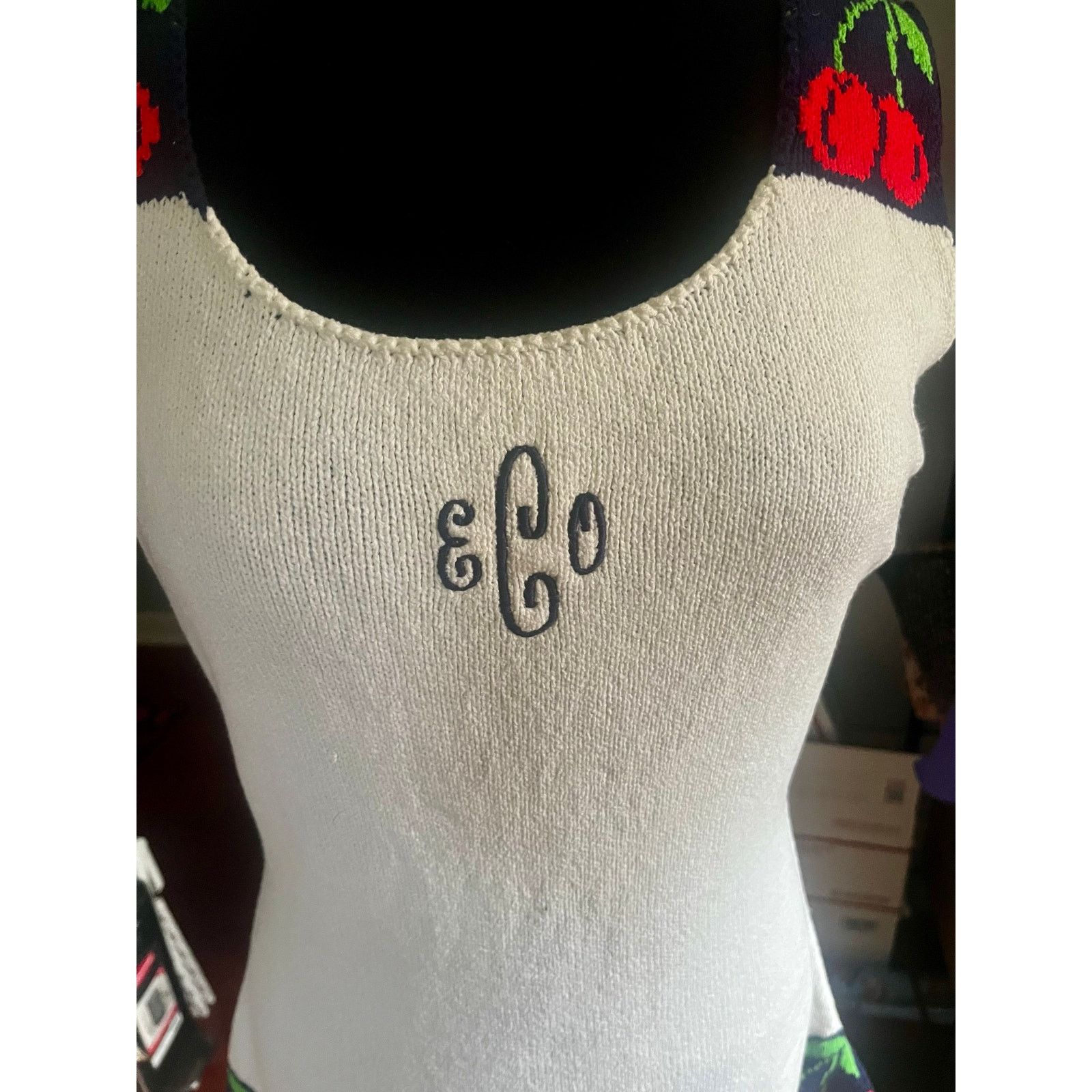 Vintage Vintage 70s White Cherry Micro Mini Tennis Knit Dress Small Size S / US 4 / IT 40 - 5 Thumbnail