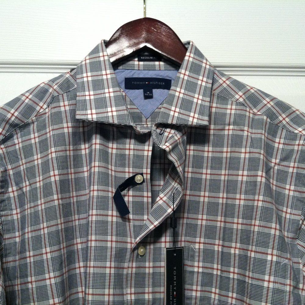 Tommy Hilfiger TOMMY HILFIGER MENS NEW GRAY 100%COTTON DRESS SHIRT 16/34-35 Size US L / EU 52-54 / 3 - 2 Thumbnail