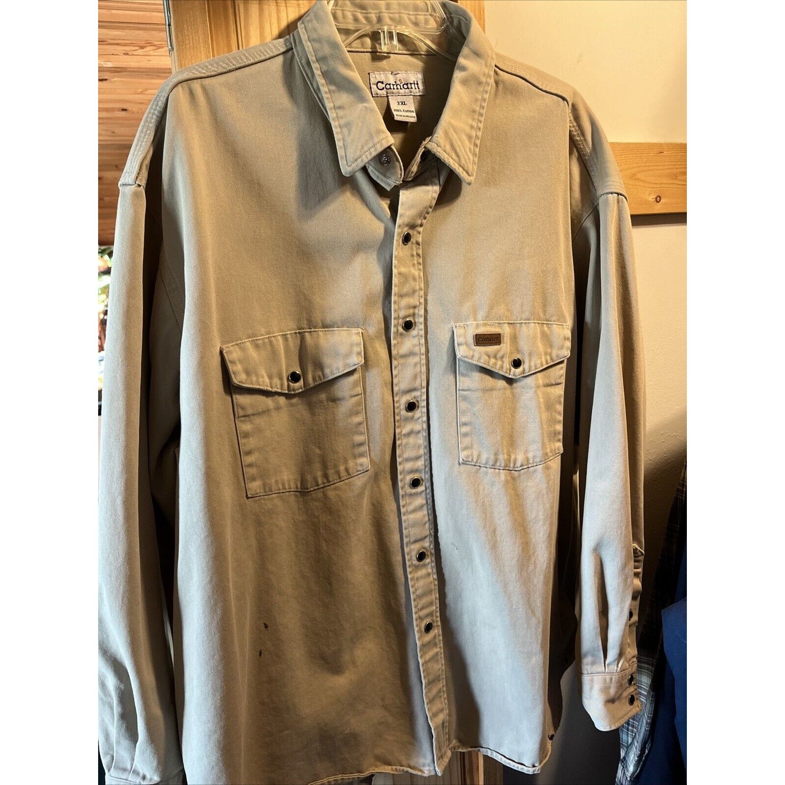 Carhartt Carhartt Shirt Jacket Men’s XXL Khaki Canvas Cotton STAINS Size US XXL / EU 58 / 5 - 2 Thumbnail