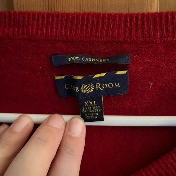 Club Room Club Room 100% Cashmere Red VNeck Sweater sz xxl Size US XXL / EU 58 / 5 - 2 Thumbnail