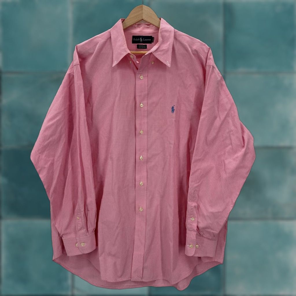 Ralph Lauren Ralph Lauren Yarmouth Shirt Mens XL Pink Check Classic Button Front Long Sleeve Size US XL / EU 56 / 4 - 1 Thumbnail