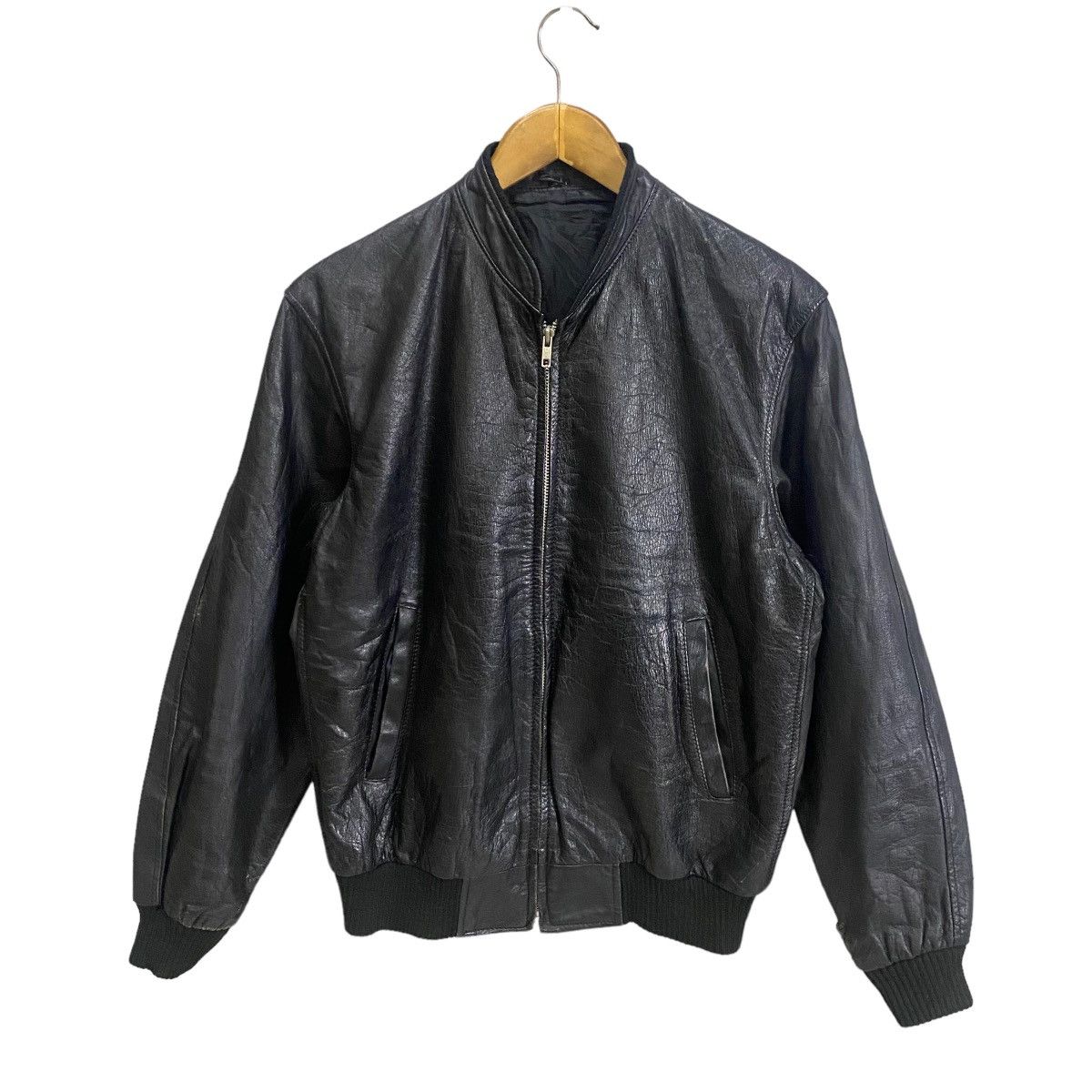 Genuine Leather Vintage 80s Bomber sheepskin leather jacket Size US M / EU 48-50 / 2 - 2 Thumbnail