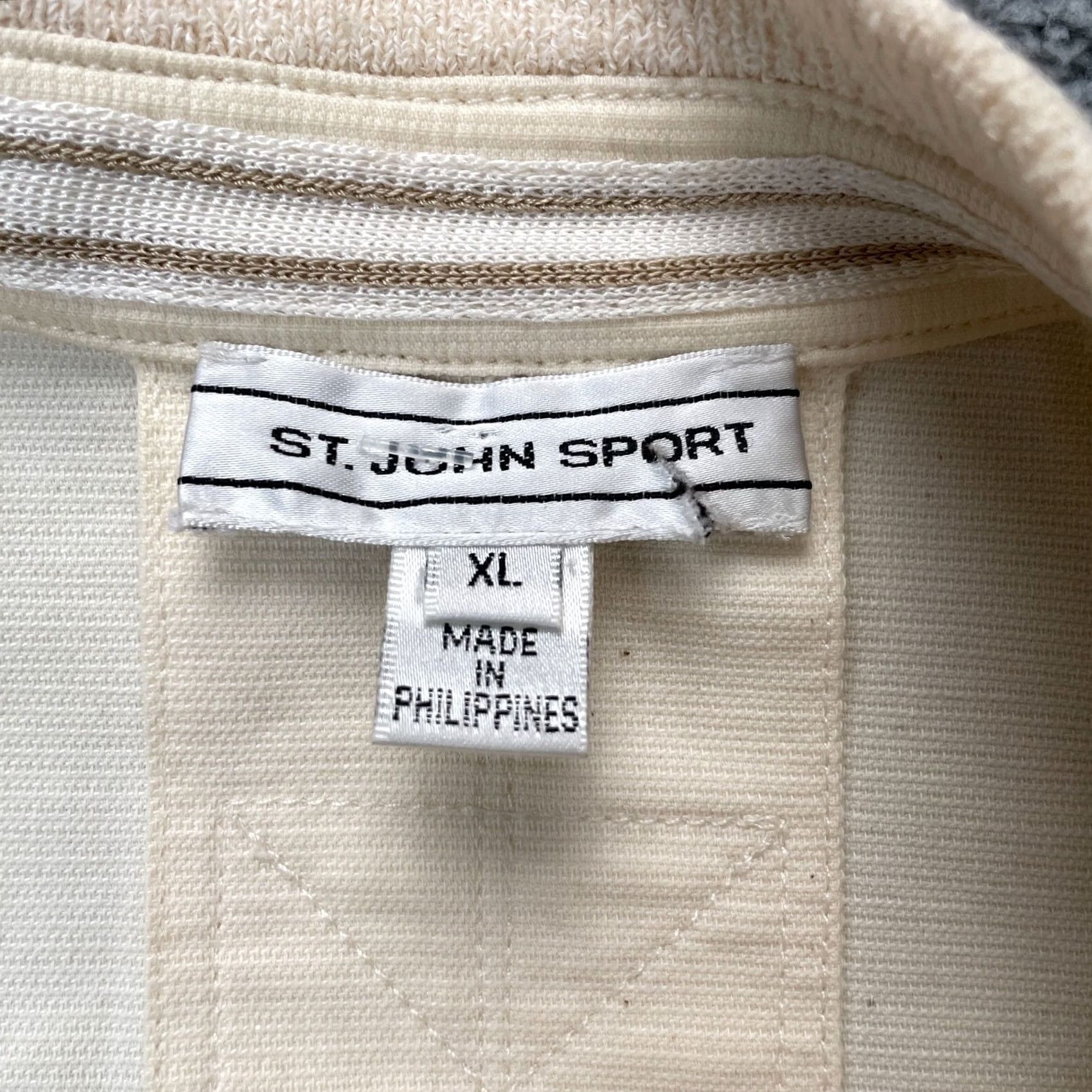 St. John St John Sport Jacket Womens XL Beige Canvas Cotton Pockets Button Front Jacket Size XL / US 12-14 / IT 48-50 - 3 Thumbnail