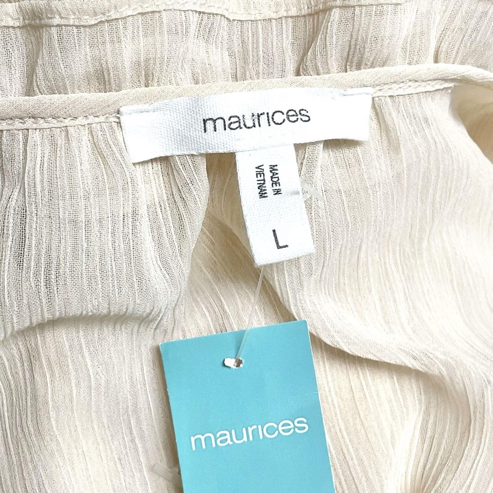 Vintage Maurices Women Beige Sheer Overlay Ruffle Trim V-Neck Sleeveless Skater Dress L Size L / US 10 / IT 46 - 4 Thumbnail