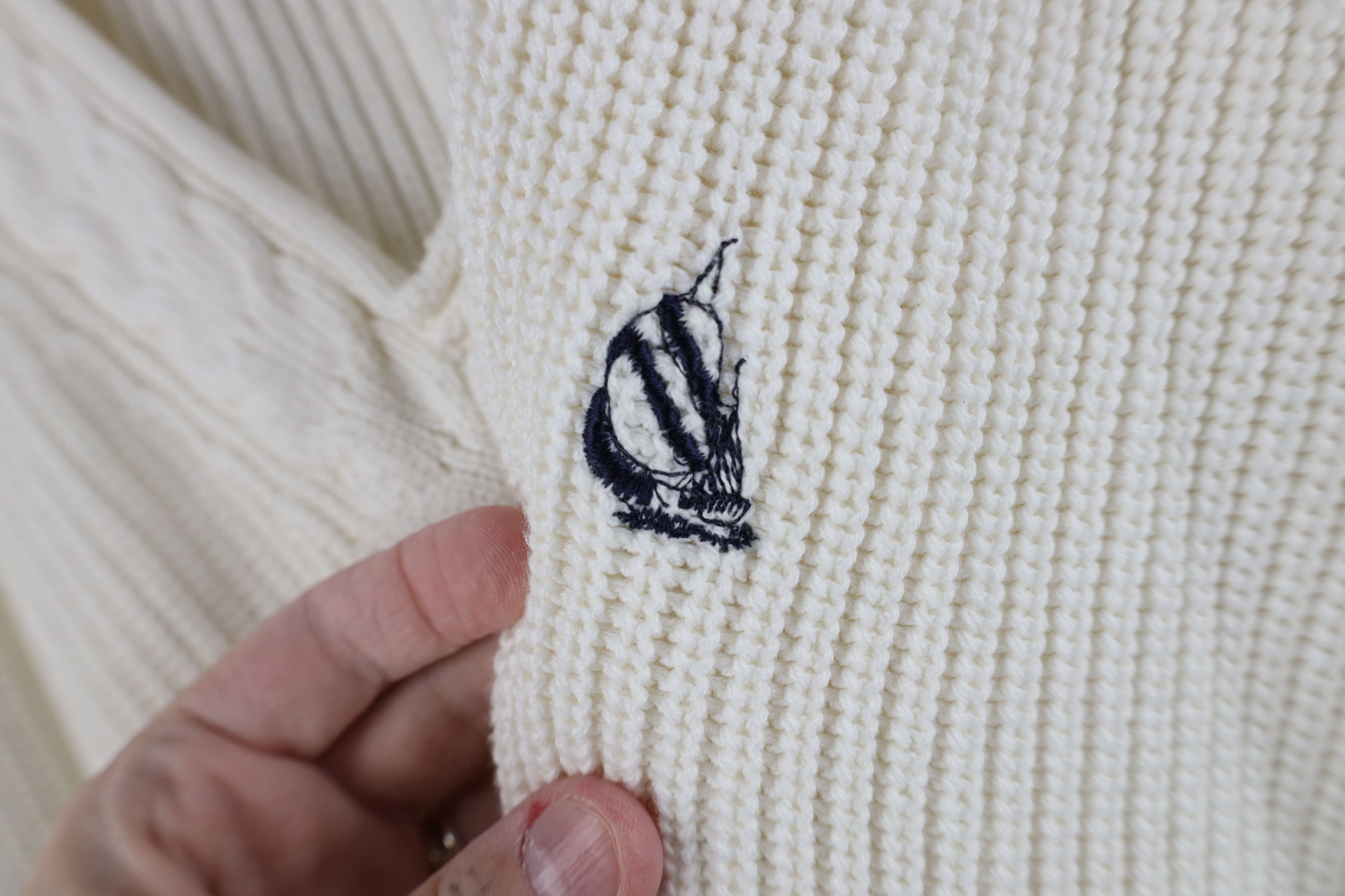 Nautica Vintage 90s Nautica Sailing Chunky Ribbed Knit Sweater White Size US M / EU 48-50 / 2 - 4 Thumbnail