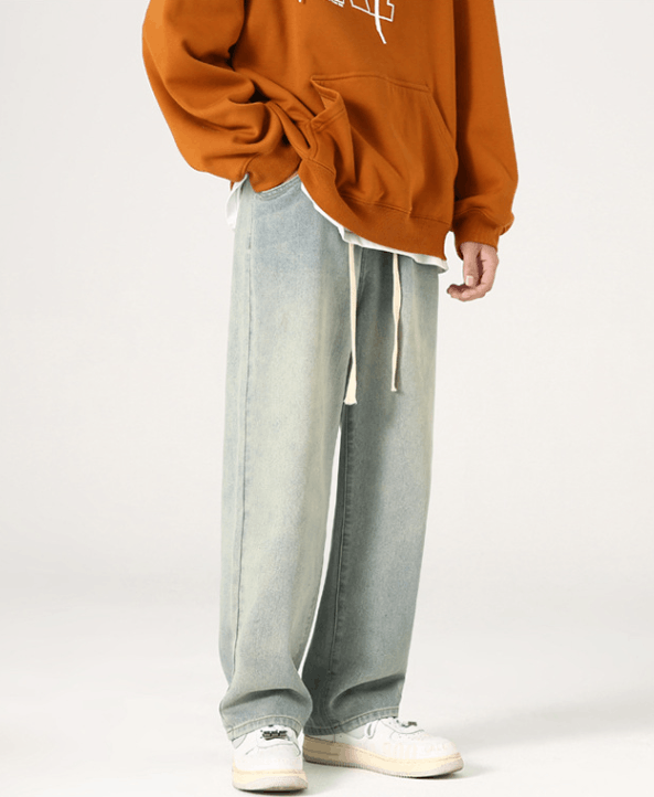 Japanese Brand × Jean Washed distressed wide-leg casual drawstring baggy jeans Size US 32 / EU 48 - 2 Thumbnail