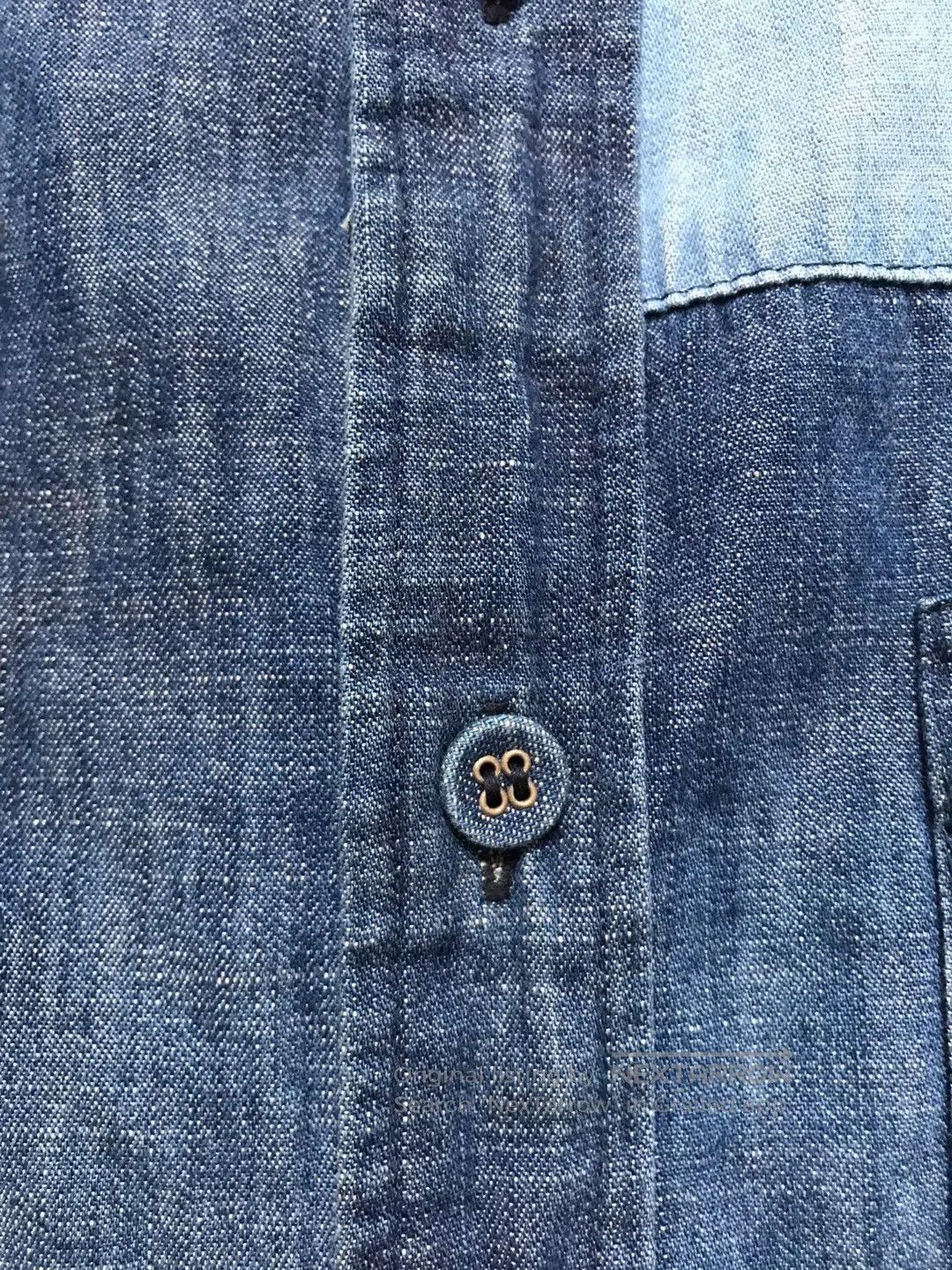 White Mountaineering indigo patchwork button-up shirt made in japan. Size US S / EU 44-46 / 1 - 3 Thumbnail