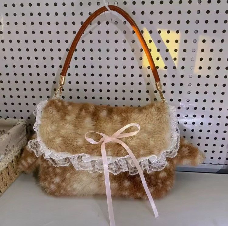 Other Y2K Fluffy Lace Bow Shoulder Bag Fairy Kawaii Size ONE SIZE - 1 Thumbnail