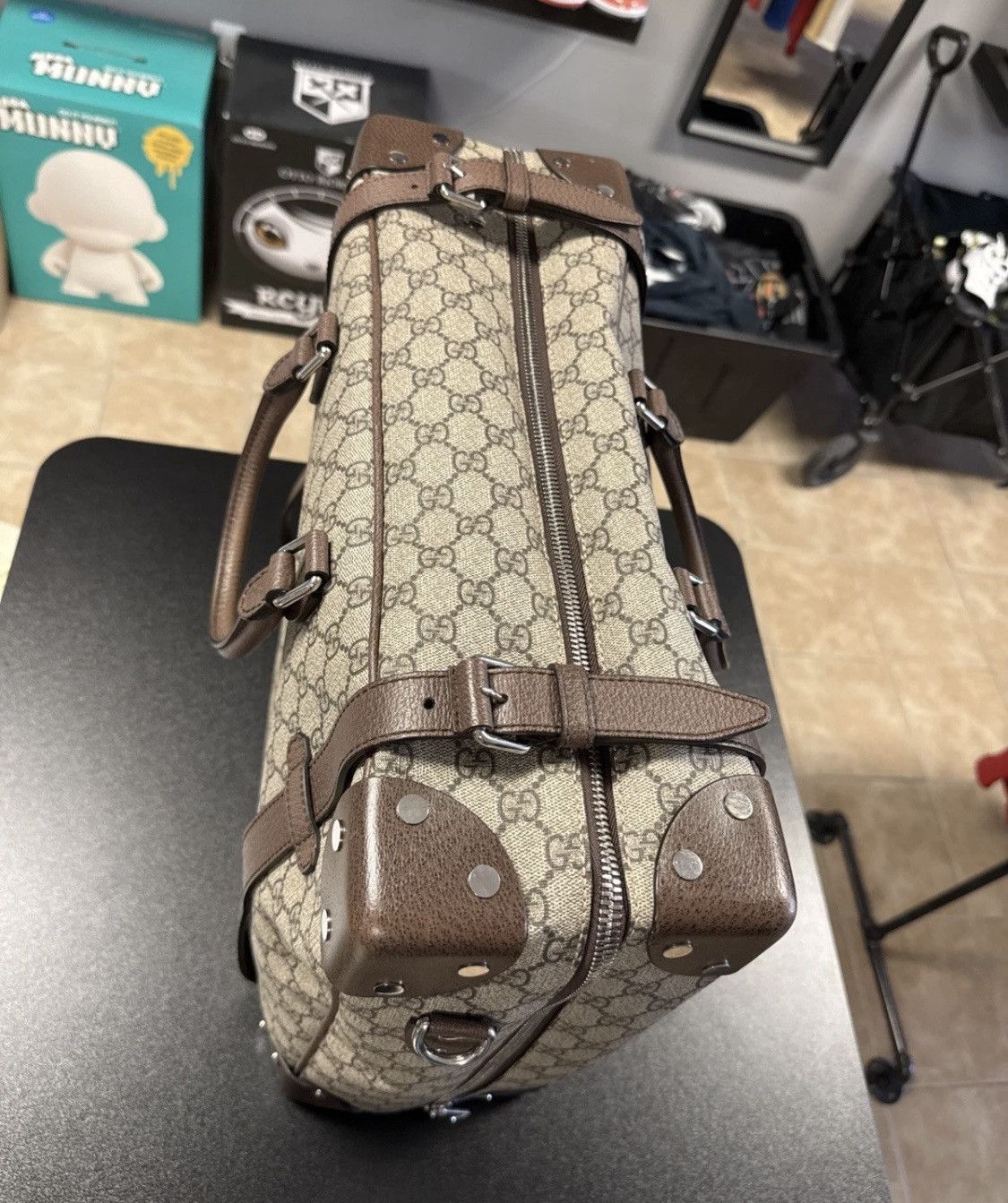 Gucci AUTHENTIC Gucci Beige GG Supreme Trunk Holdall Tote Brown Size ONE SIZE - 5 Thumbnail