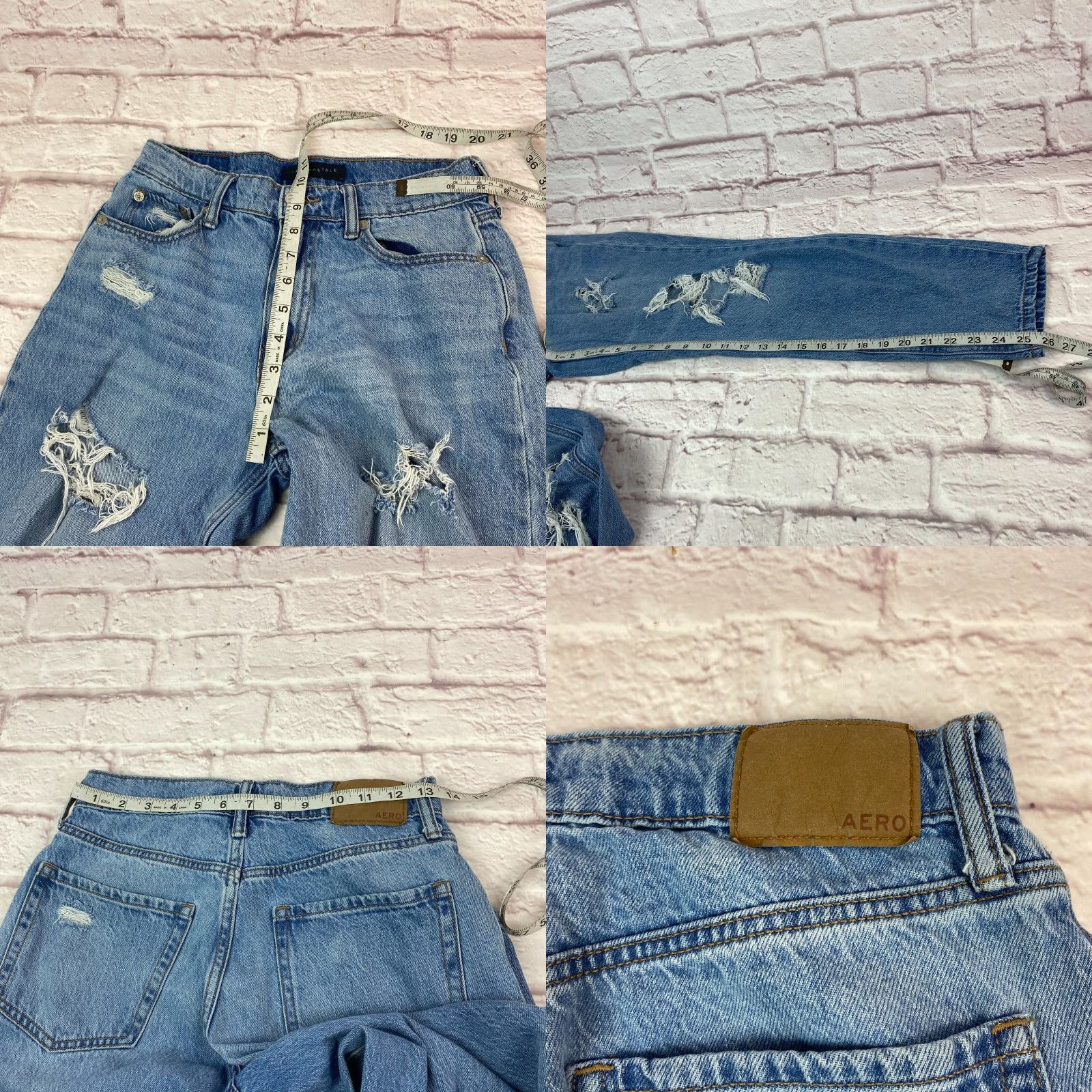 Vintage Aéropostale Mom Jeans Womens Size 2 High Rise Stretch Distressed Medium Wash Blue Denim Jeans Size 26" / US 2 / IT 38 - 8 Thumbnail