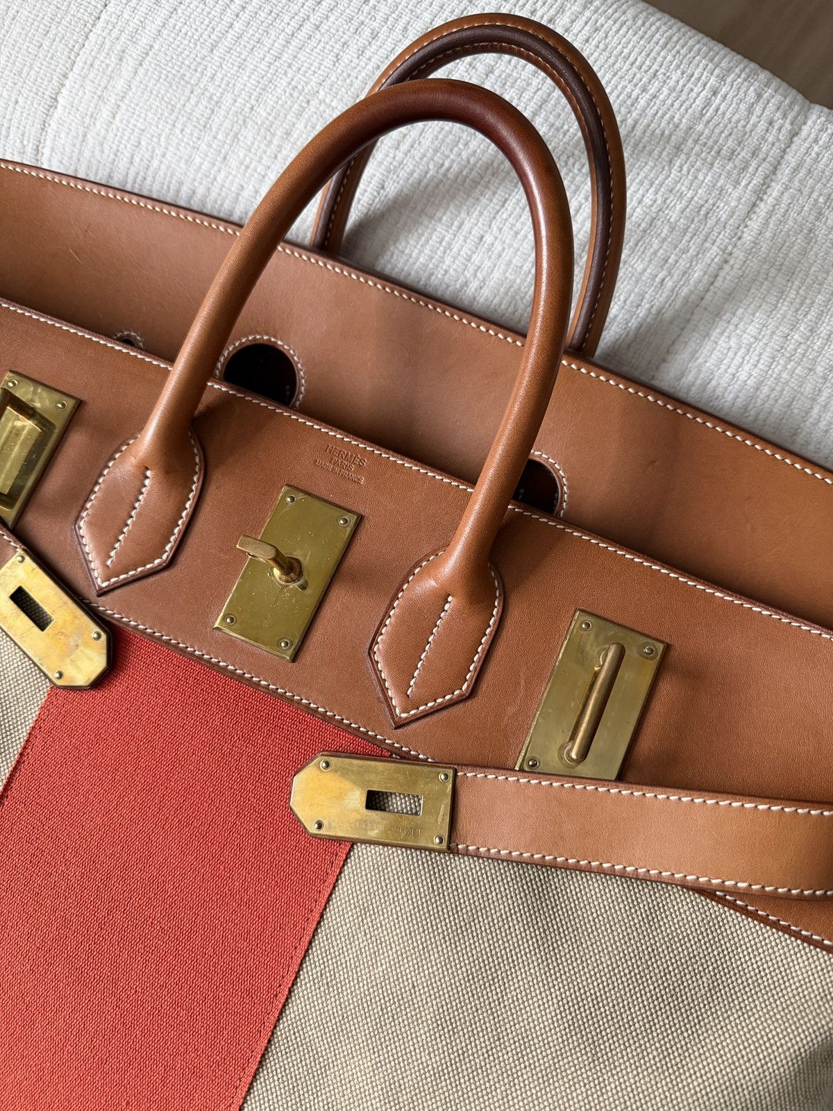 Hermes Birkin HAC 50 Naturel Barenia and Canvas Flag 2014 Size ONE SIZE - 17 Thumbnail