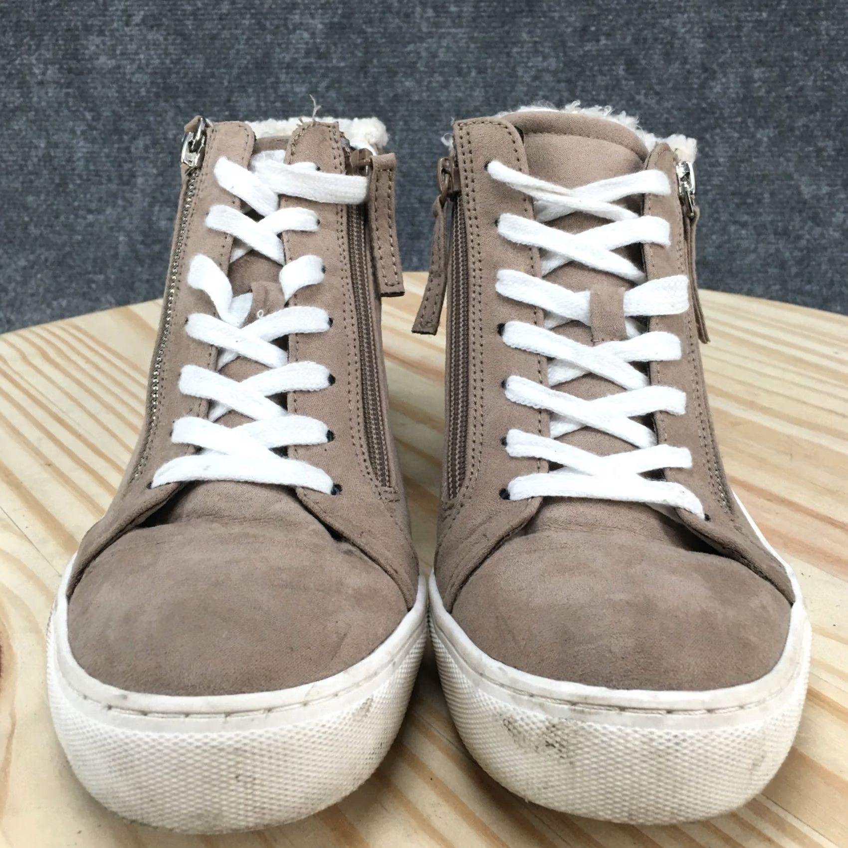 Vintage Universal Thread Boots Womens 8.5 Faux-Fur Trim Ankle Winter Beige Faux Suede Size US 9 / IT 39 - 7 Thumbnail
