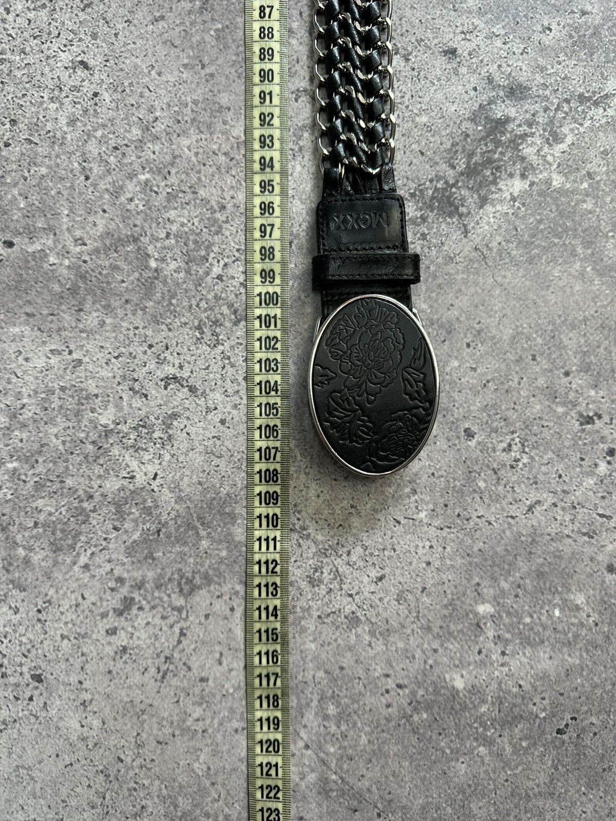 Hysteric Glamour × Mexx × Vintage Vintage Mexx Leather Belt Y2K Rhinestones Punk Metal Size 32 - 7 Thumbnail
