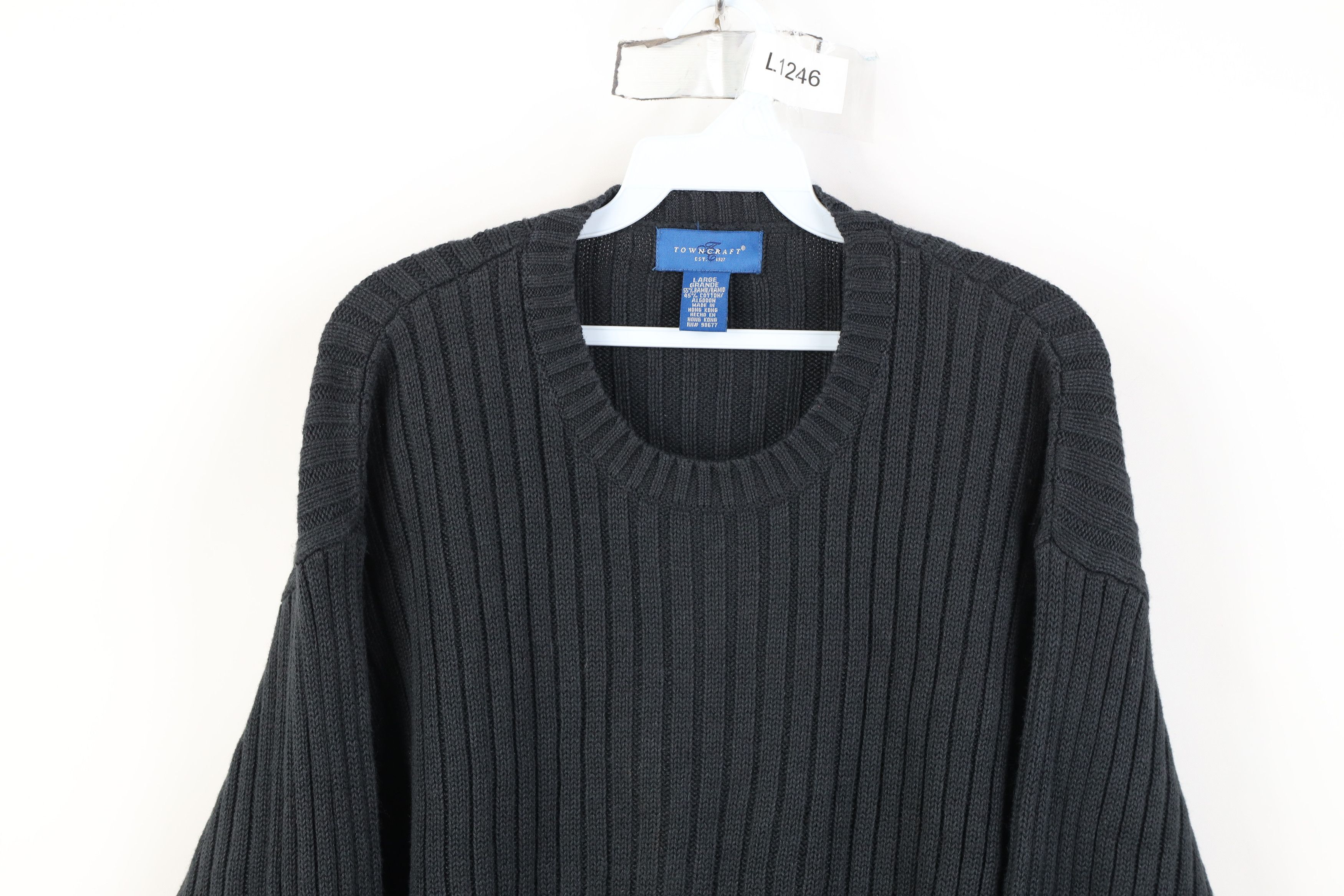 Vintage Vintage 90s Streetwear Ribbed Knit Sweater Charcoal Gray Size US L / EU 52-54 / 3 - 2 Thumbnail