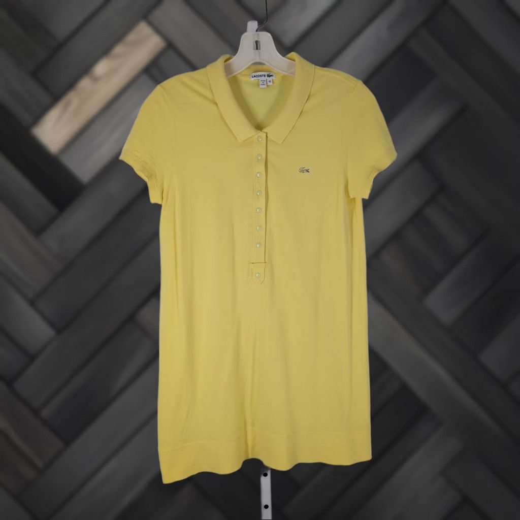 Lacoste VINTAGE Lacoste Shirt Dress Womens Yellow 42 Regular Short Sleeve Collared Snap Pit to Pit 17" Length 29" 90s Y2K Christophe Lemaire Golf Tennis Dress Size M / US 6-8 / IT 42-44 - 1 Thumbnail