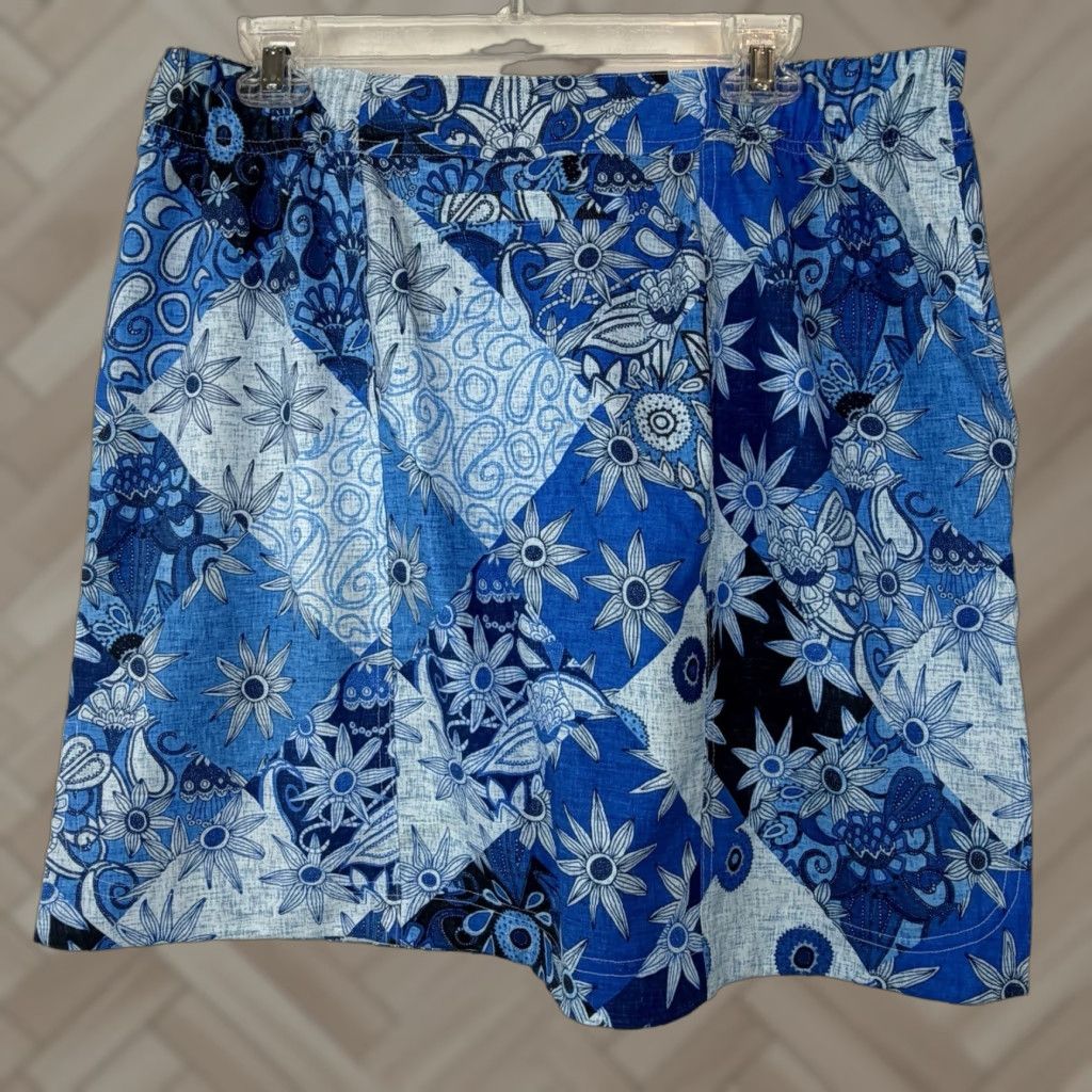 Vintage Ripskirt Patchwork Hawaii Tie Front Skirt Packable Pockets Lightweight Beachy Multicolor S Short Women (