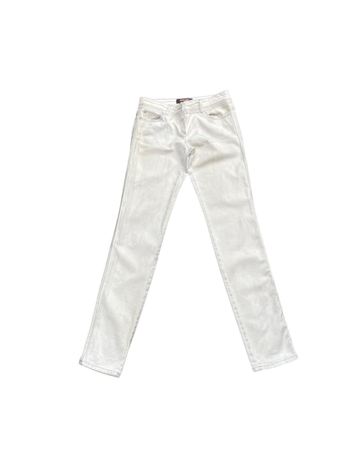 Roberto Cavalli Roberto Cavalli White/Grey Abstract Denim Size 32" / US 10 / IT 46 - 1 Thumbnail